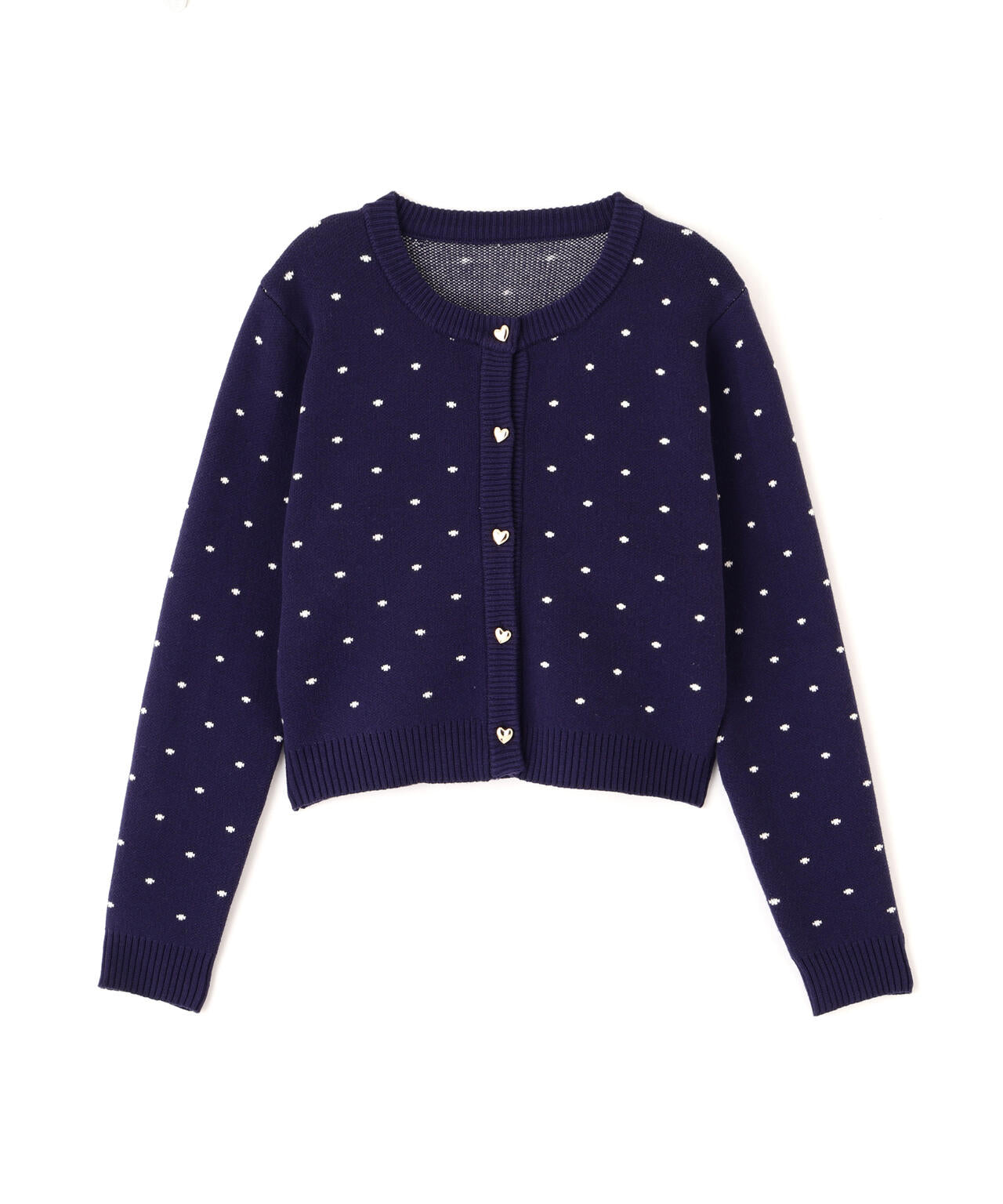 ハートボタンドット柄カーディガン