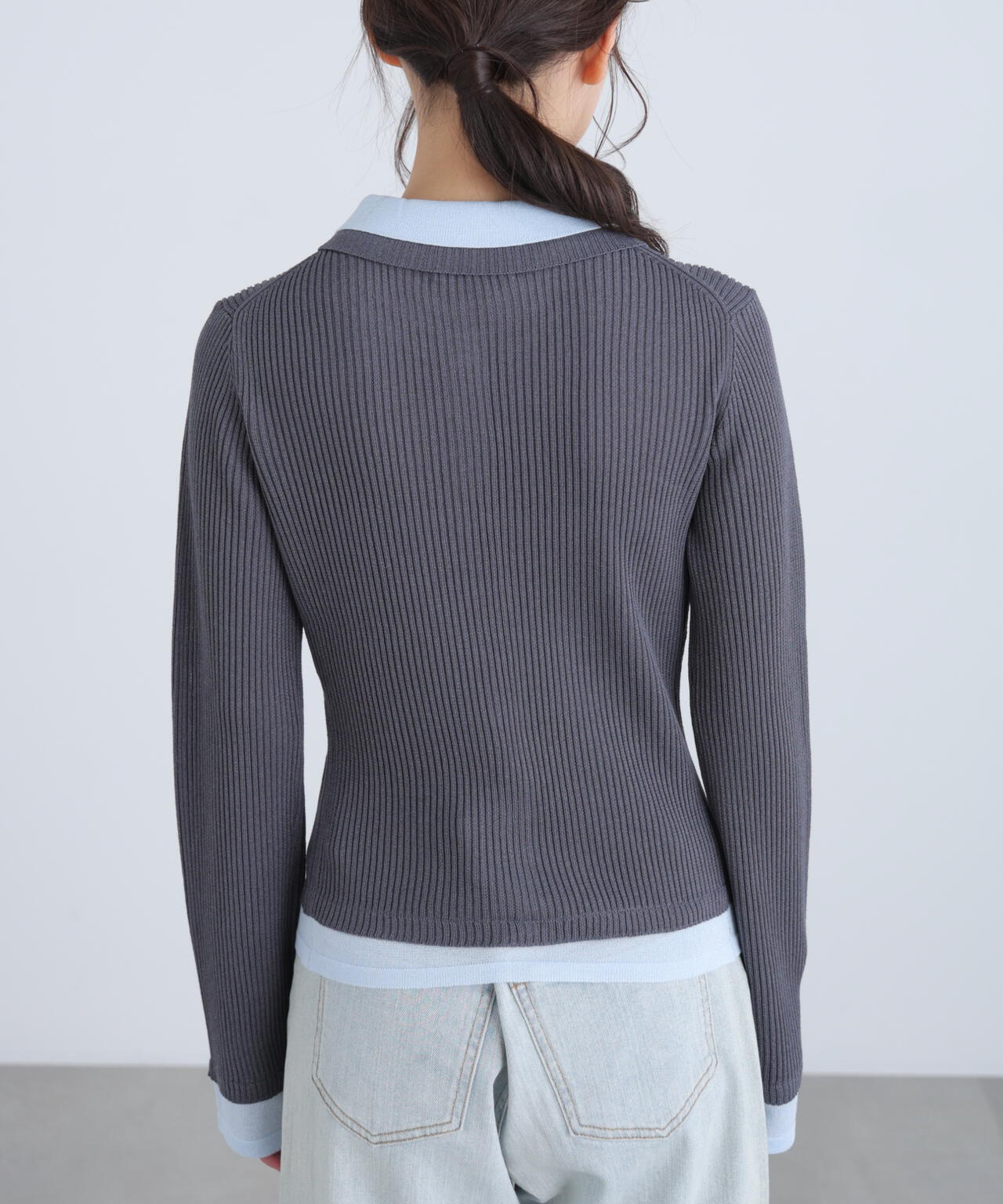 【RIO企画】レイヤー襟ポロリブニット〈MFM〉