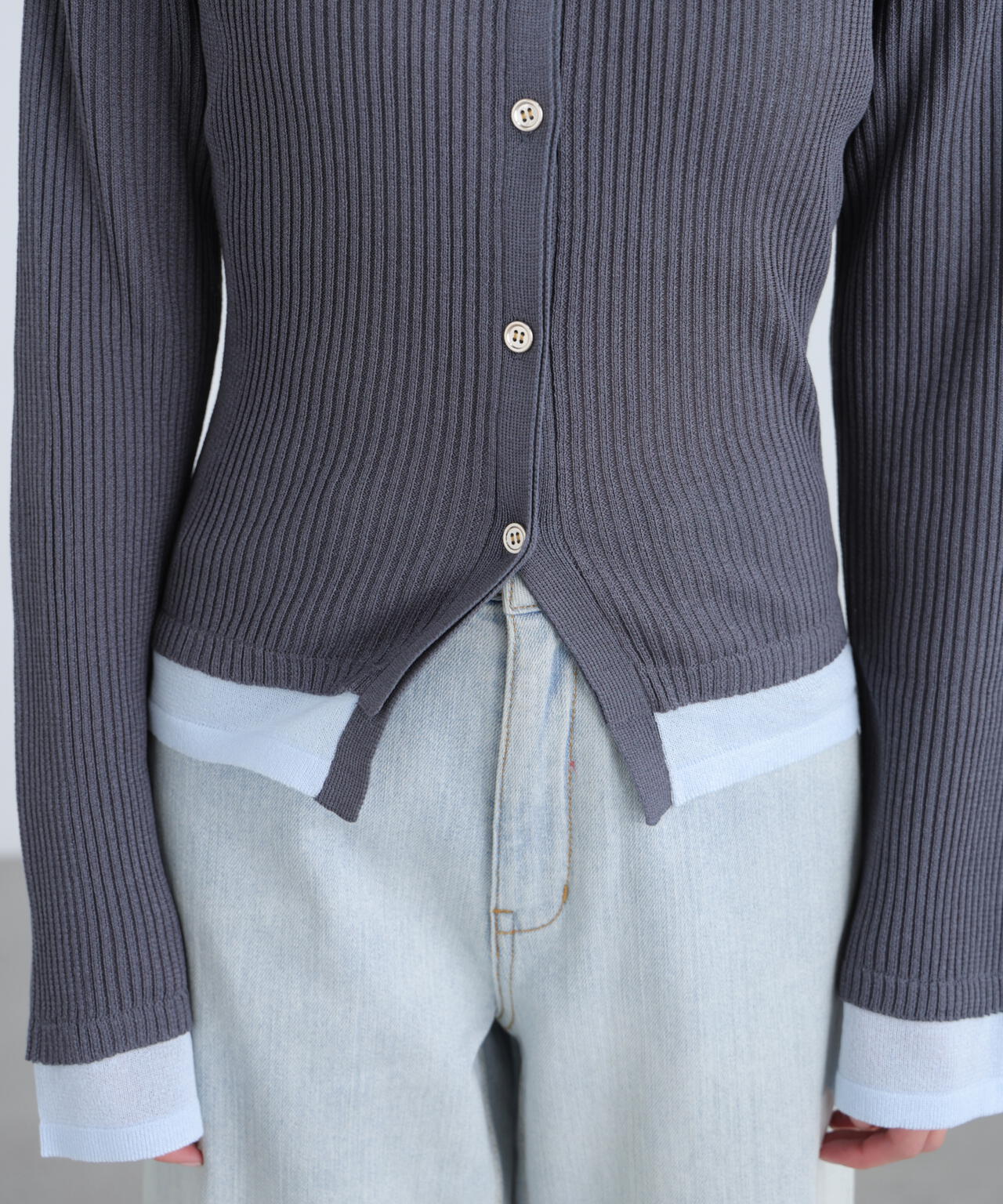 【RIO企画】レイヤー襟ポロリブニット〈MFM〉