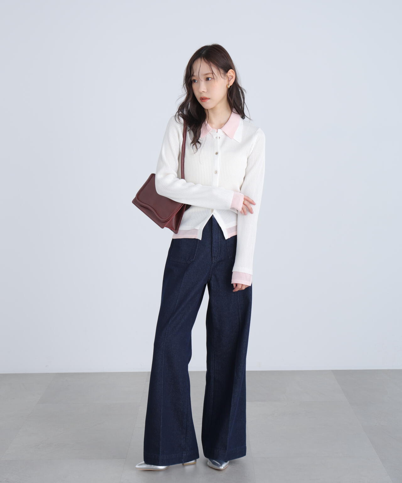 【RIO企画】レイヤー襟ポロリブニット〈MFM〉