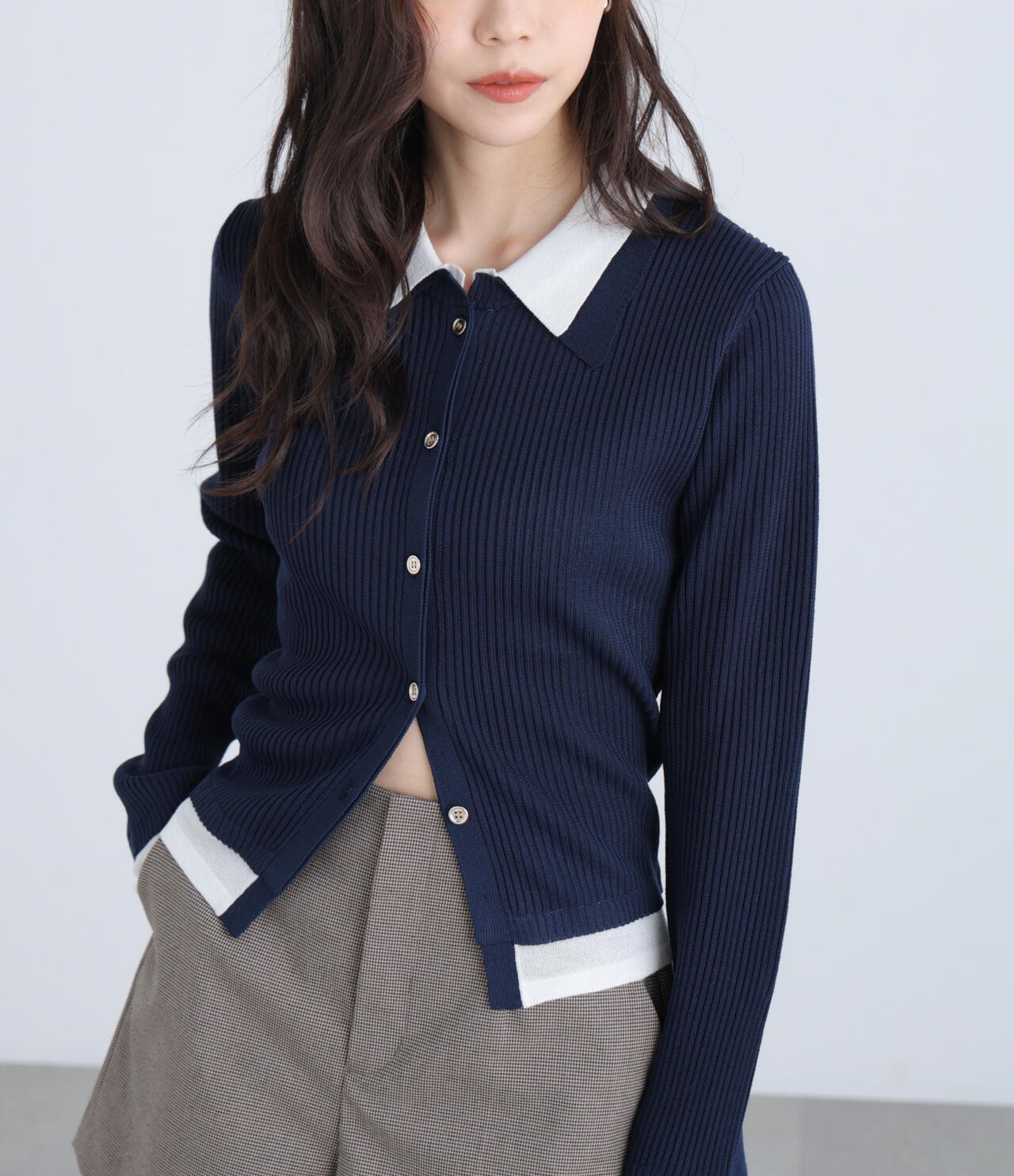 【RIO企画】レイヤー襟ポロリブニット〈MFM〉