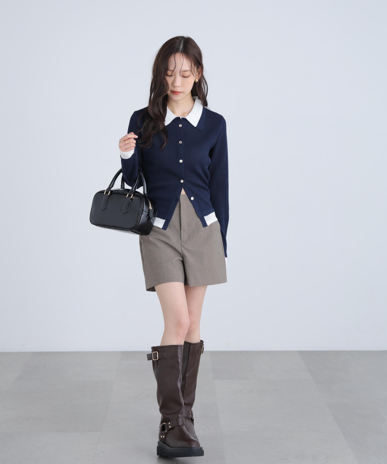 【RIO企画】レイヤー襟ポロリブニット〈MFM〉