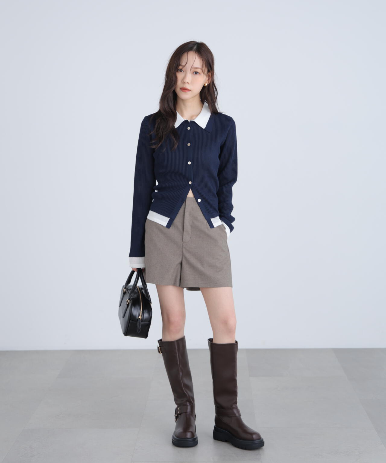 【RIO企画】レイヤー襟ポロリブニット〈MFM〉