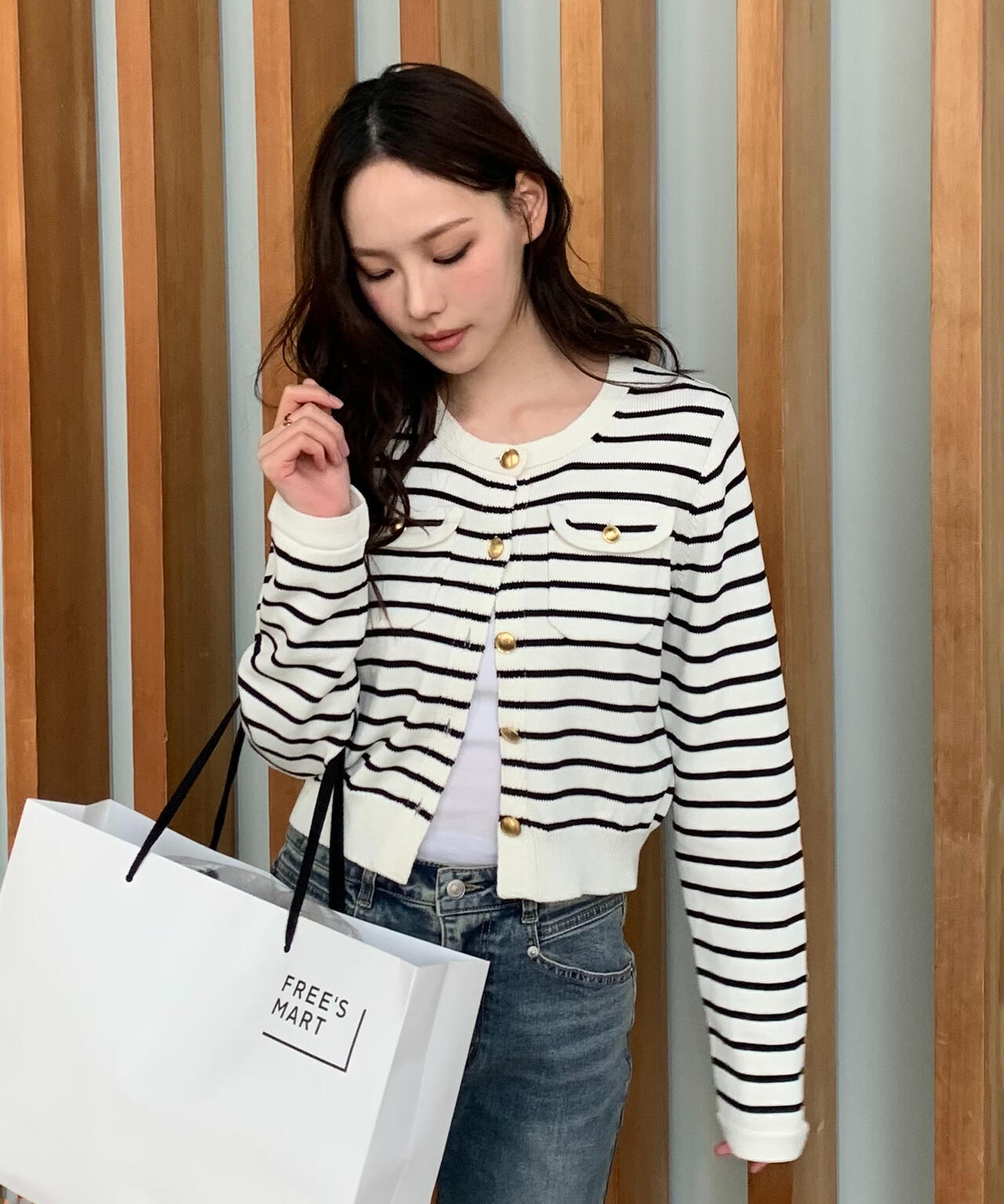 【美品】FENNEL 金ボタン ダブルポケット ジップニットカーディガン 9号 美品】FENNEL 金ボタン ダブルポケット ジップニットカーディガン 9号