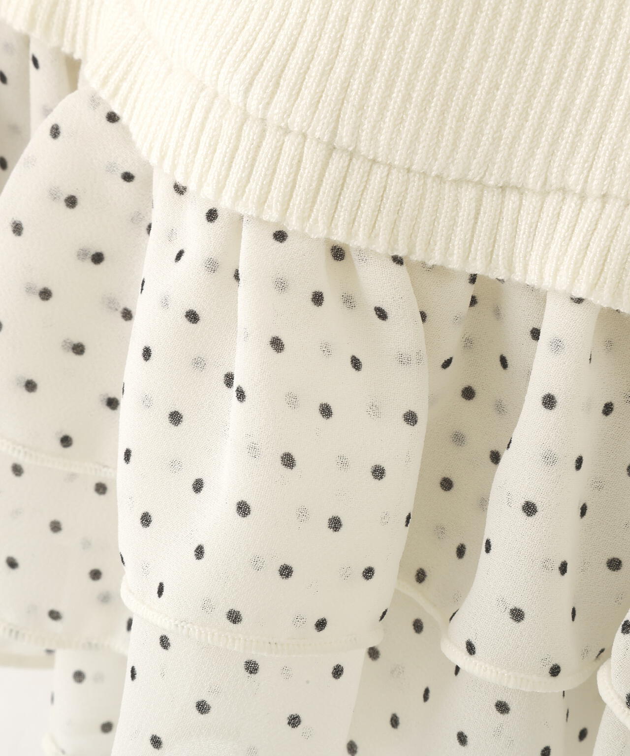 ドットフリルレイヤードニット