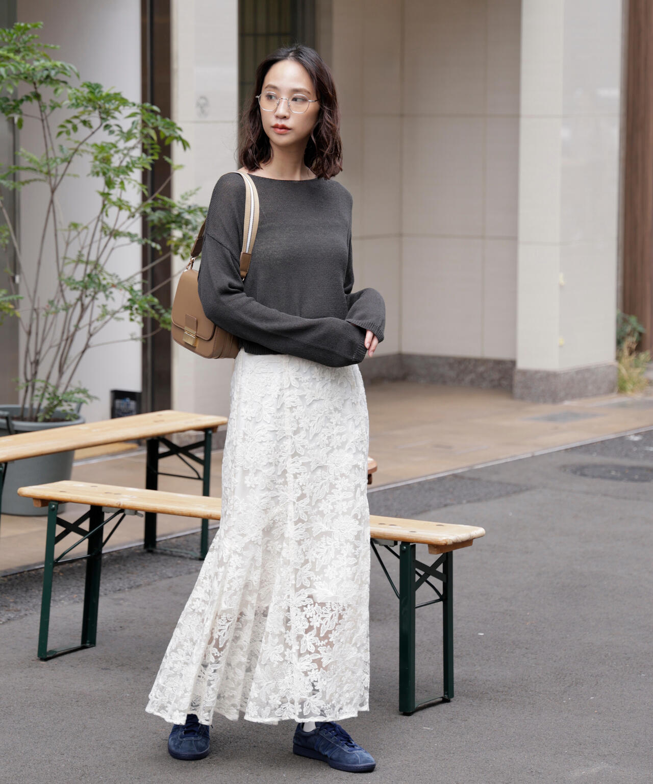 透かしあみ天竺短丈ニット