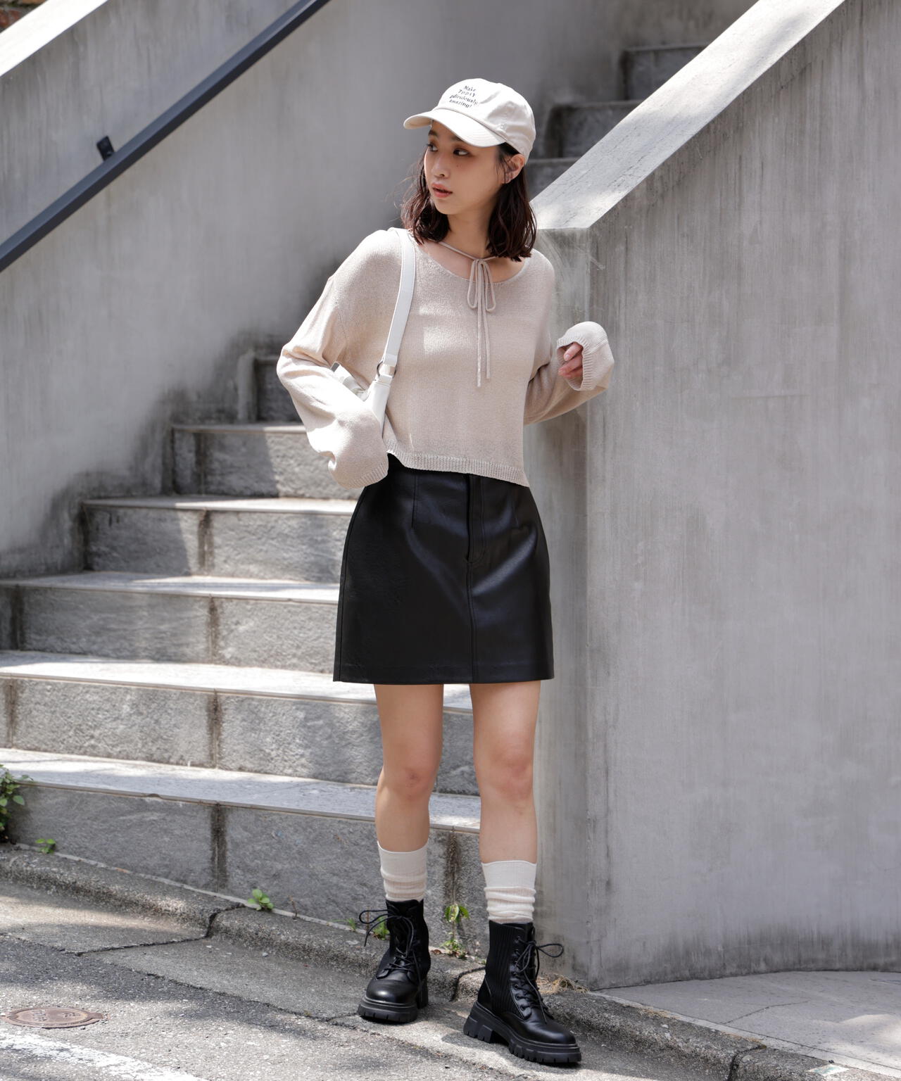 透かしあみ天竺短丈ニット