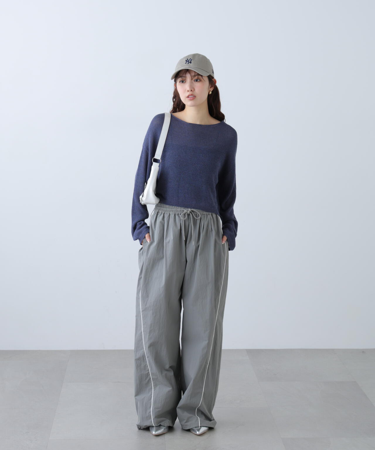 透かしあみ天竺短丈ニット