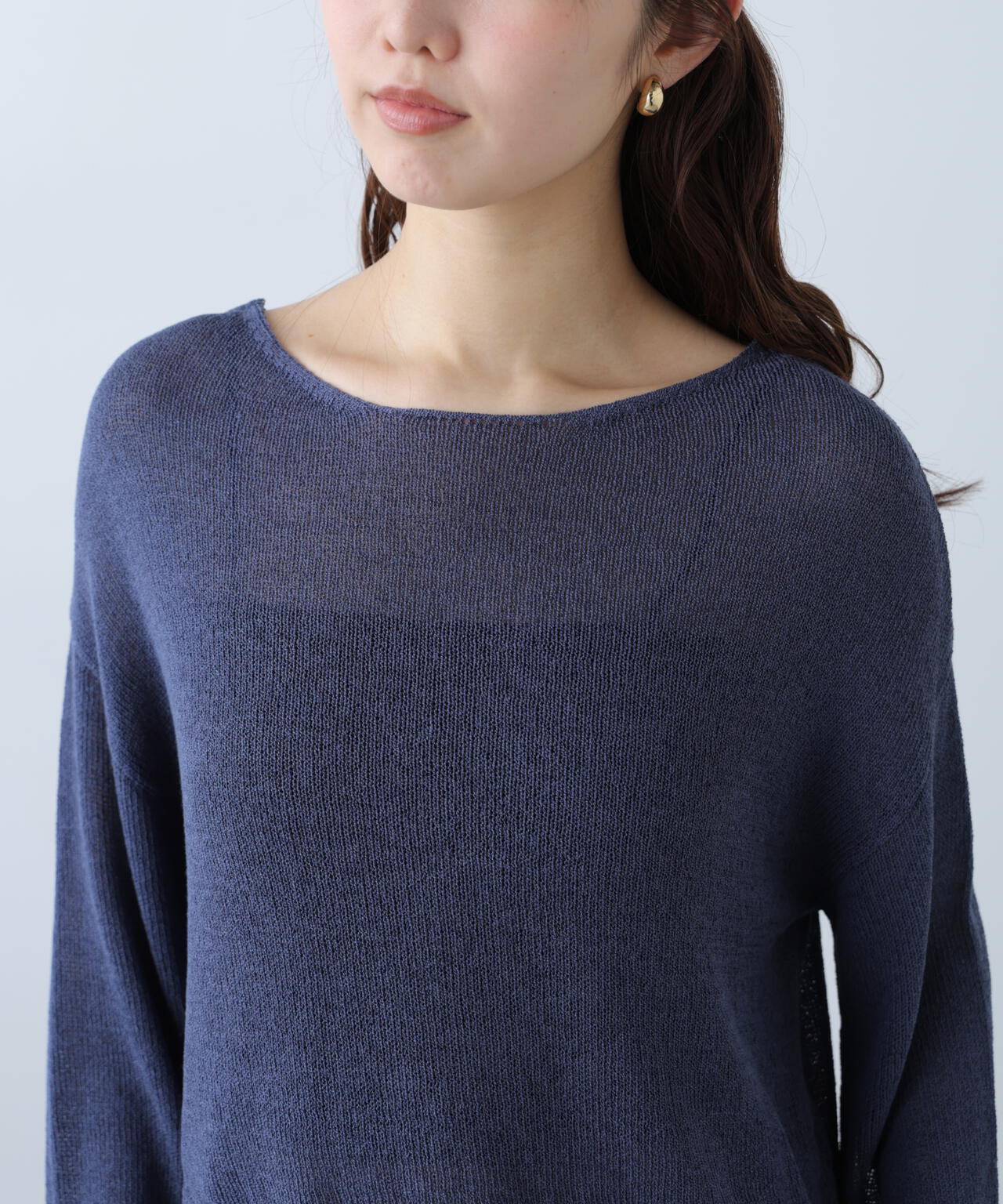 透かしあみ天竺短丈ニット