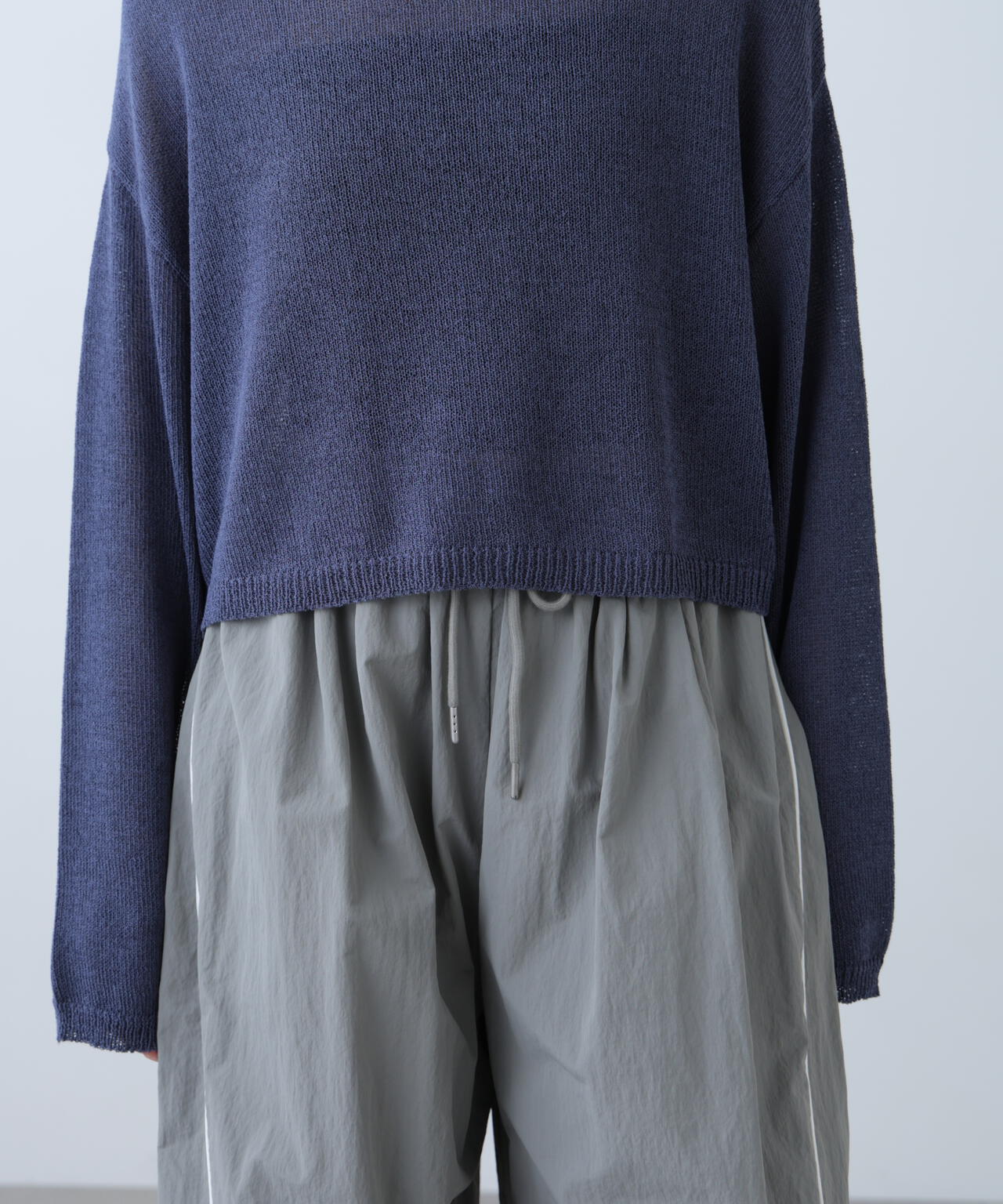 透かしあみ天竺短丈ニット