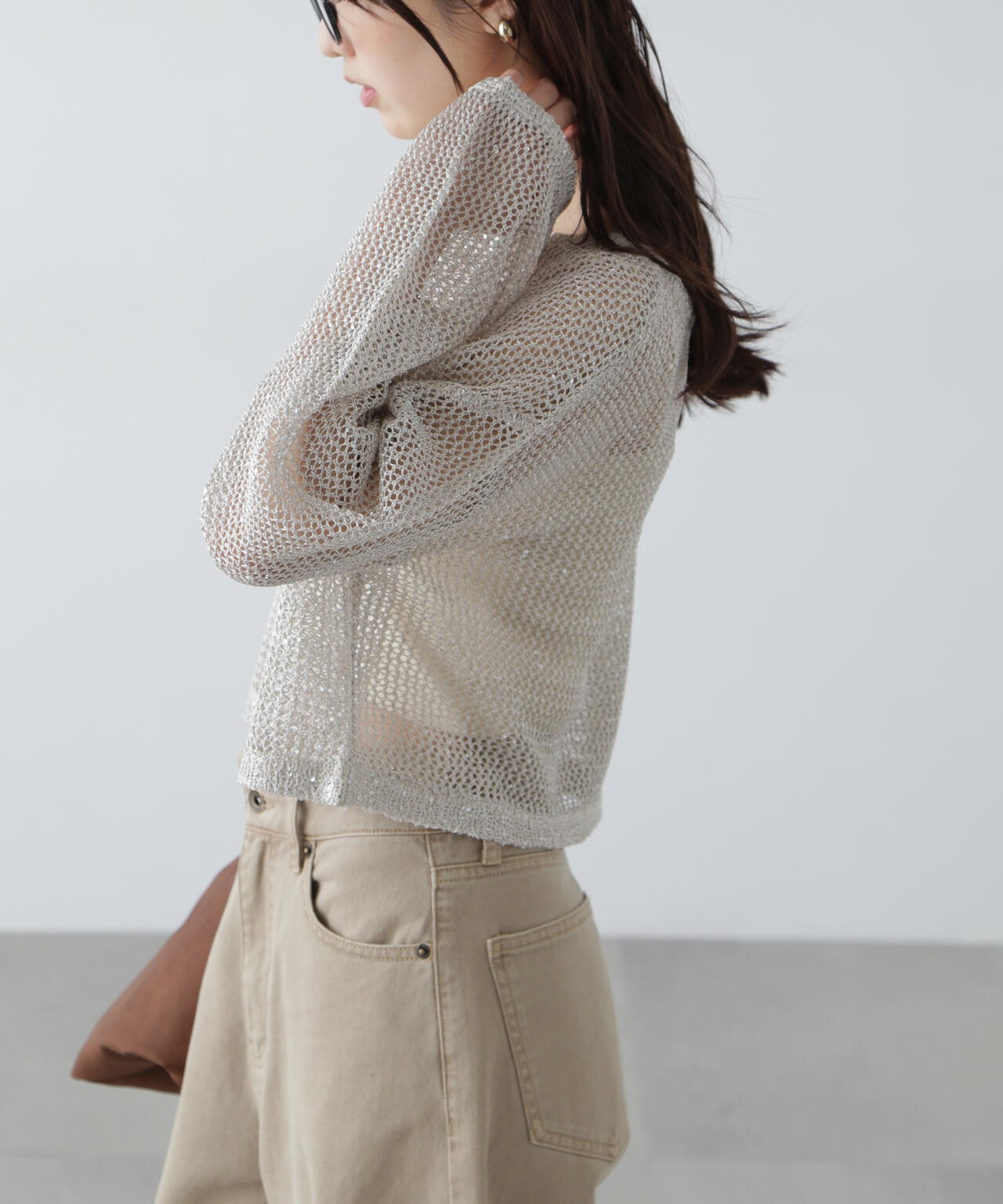 メッシュスパンコールニット