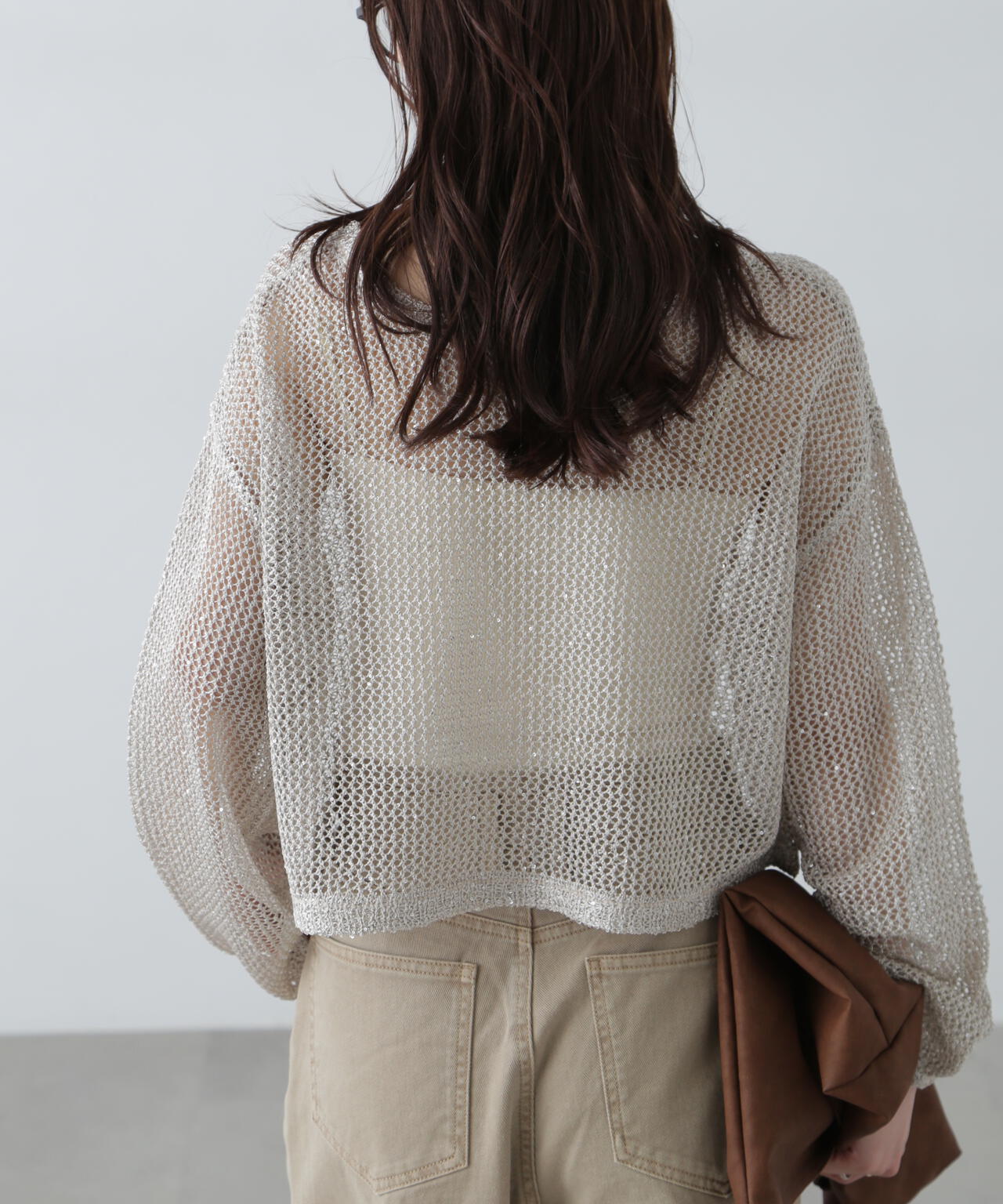 メッシュスパンコールニット