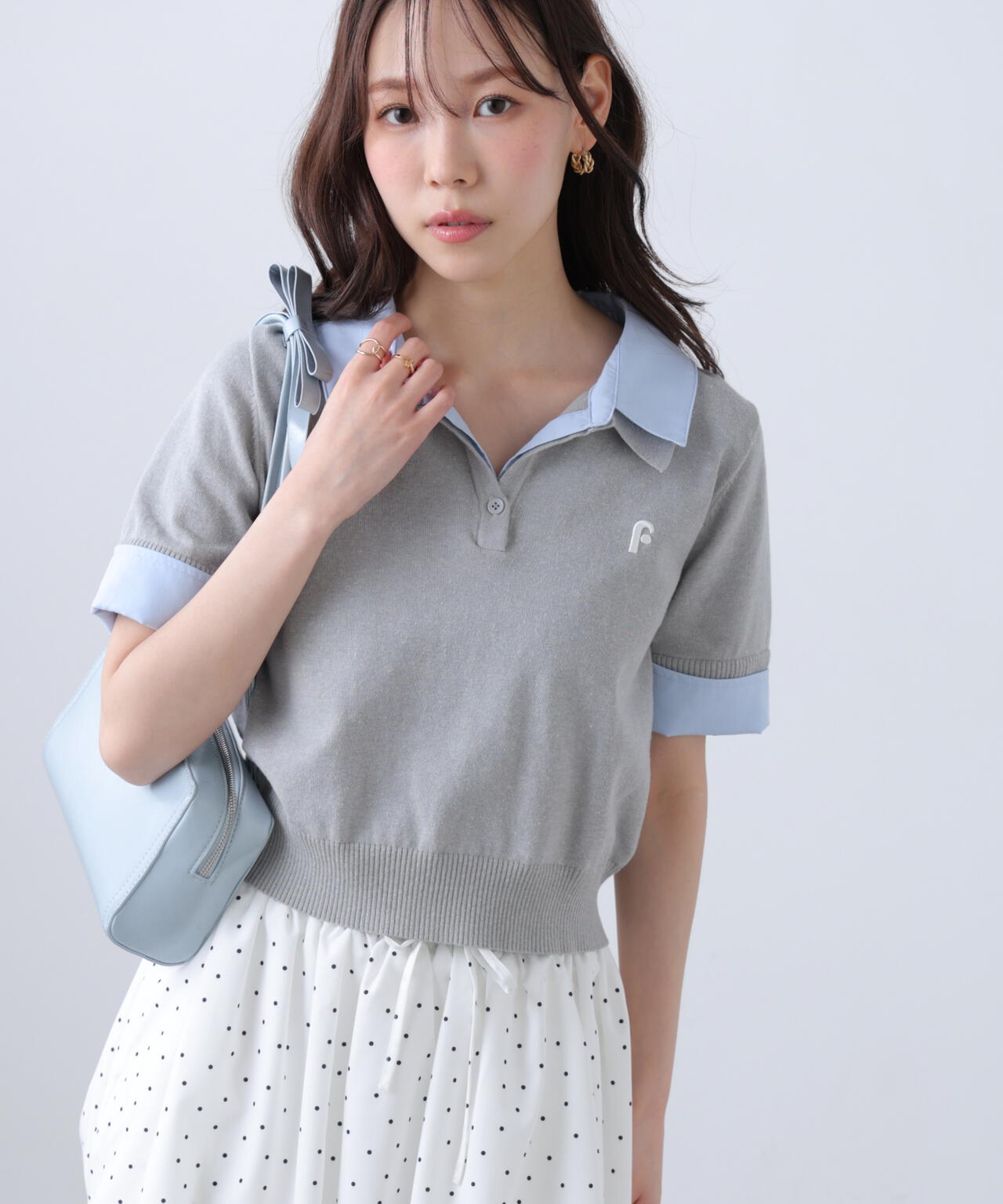 【グレー（07）】アニマル柄衿コンビ使い半袖ポロ AOYAMA 【洋服の青山】ポロシャツ 半袖 メンズ 春夏 チャコールグレー
