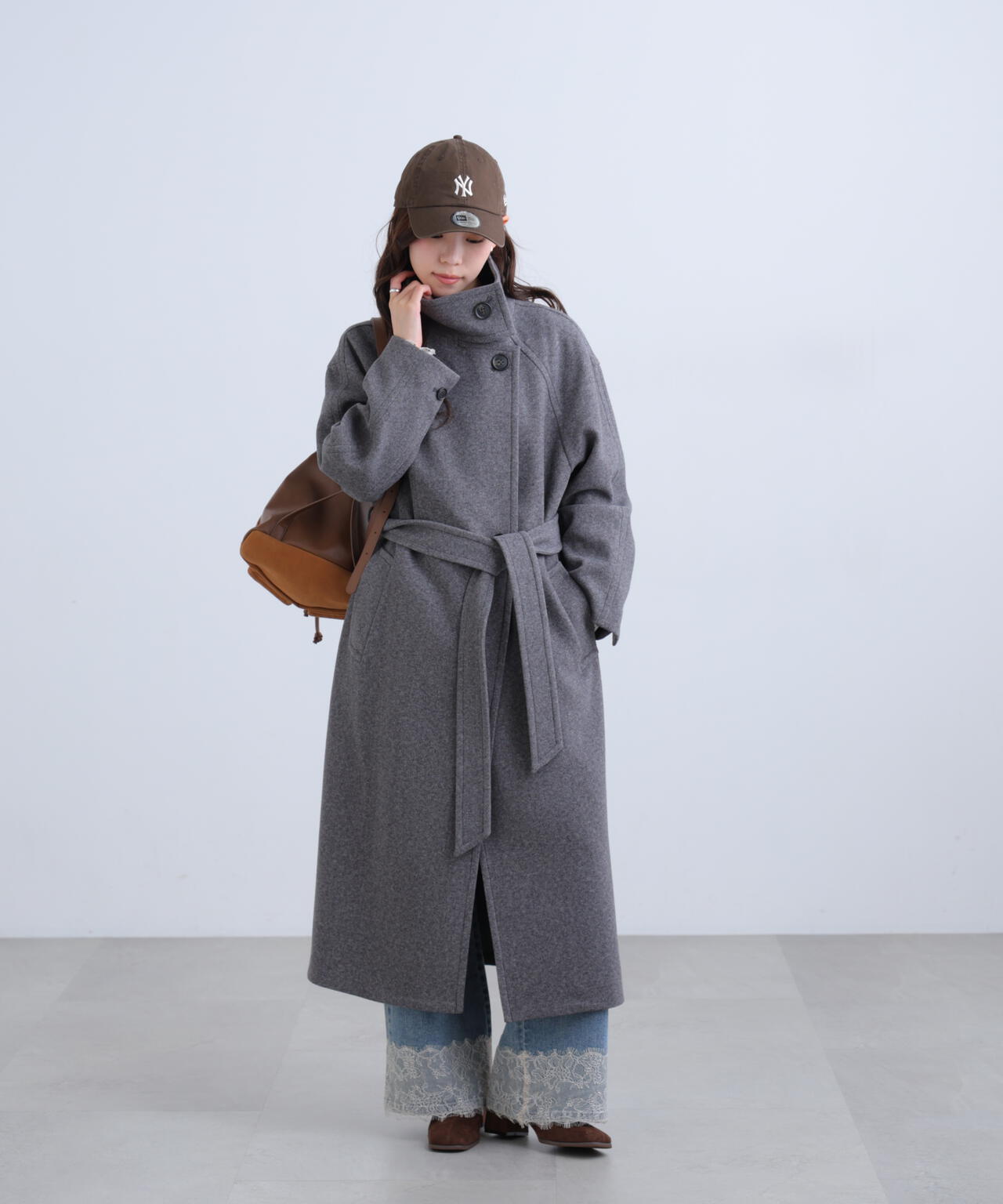 MAXMARA ライナー付き レイヤード ウール スタンドカラー コート