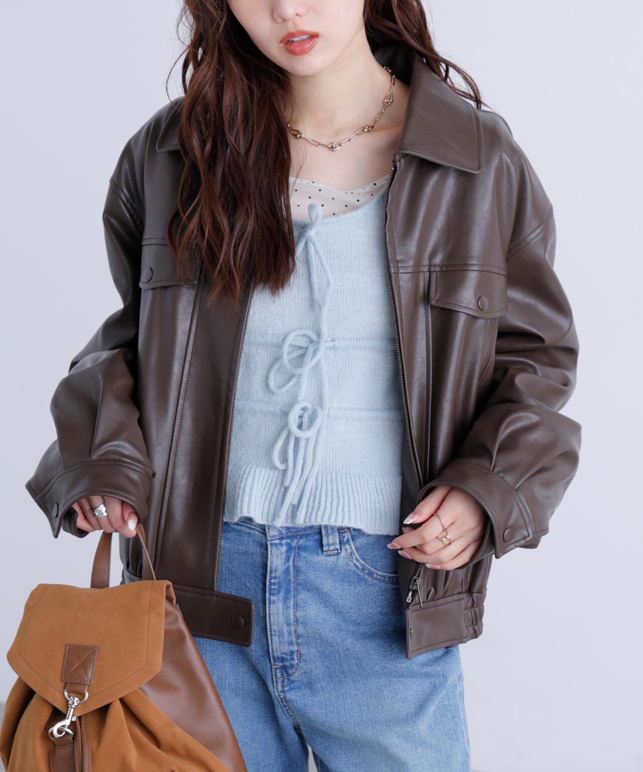 【良品】MASAKI PARIS レザージャケット ノーカラー 46 茶色 内ボアショート丈レザージャケット | FREE'S MART（フリーズマート