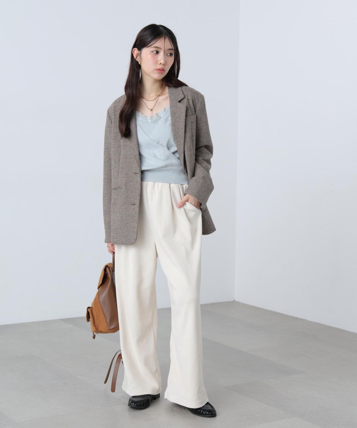 レースドッキングカシュクールニット
