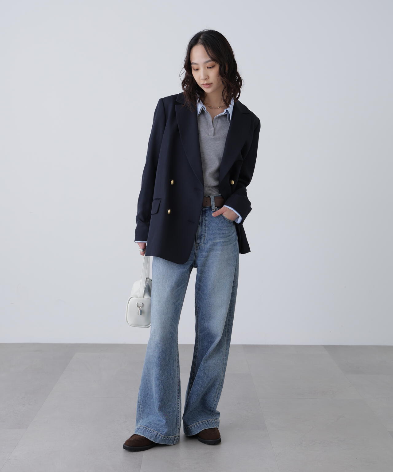 ネイビー・ブラウンチェック 追加生産予約】ダブルブレスト