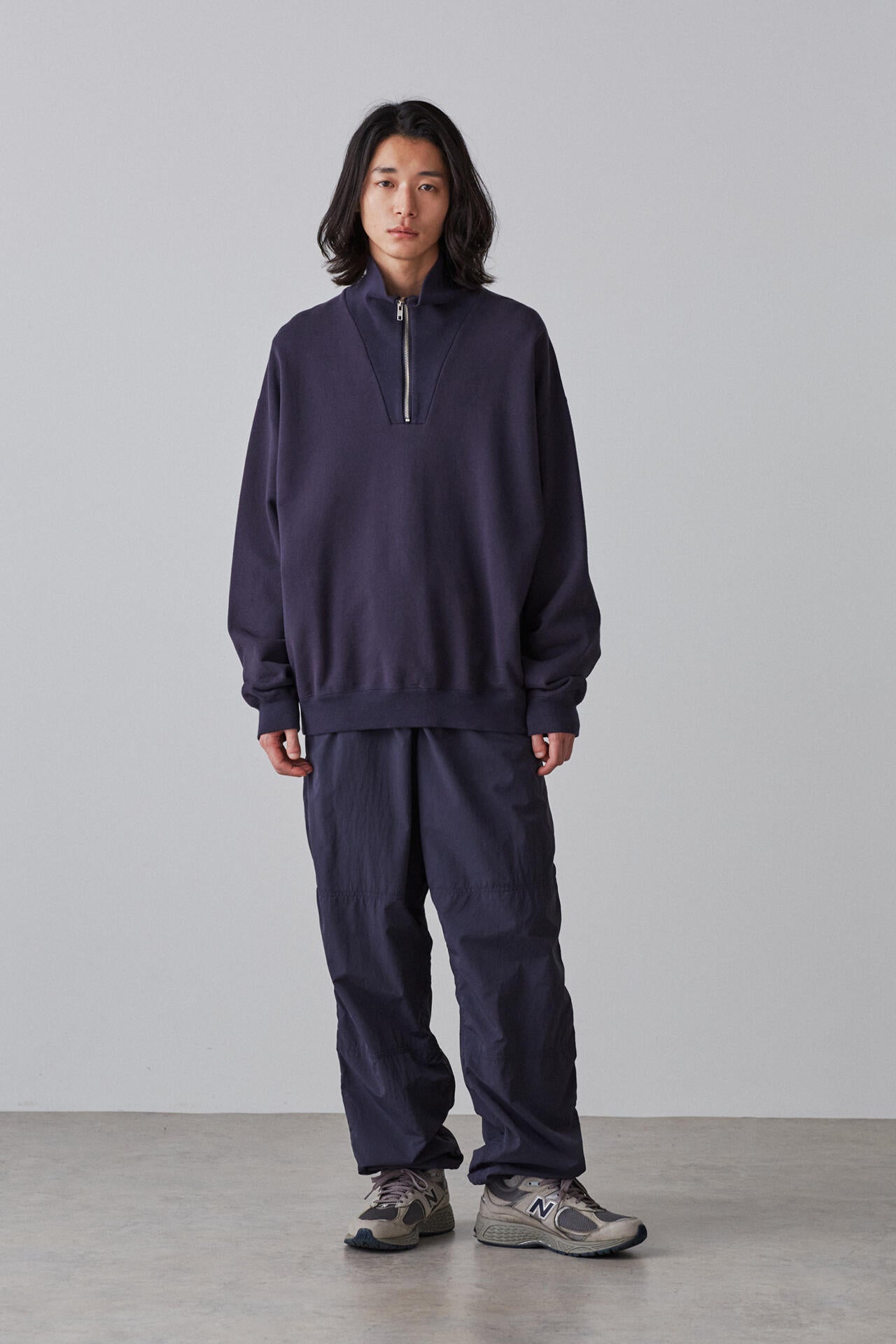 Ｙ / ORGANIC COTTON BLEND HEAVY WEIGHT FLEECE HALF ZIP