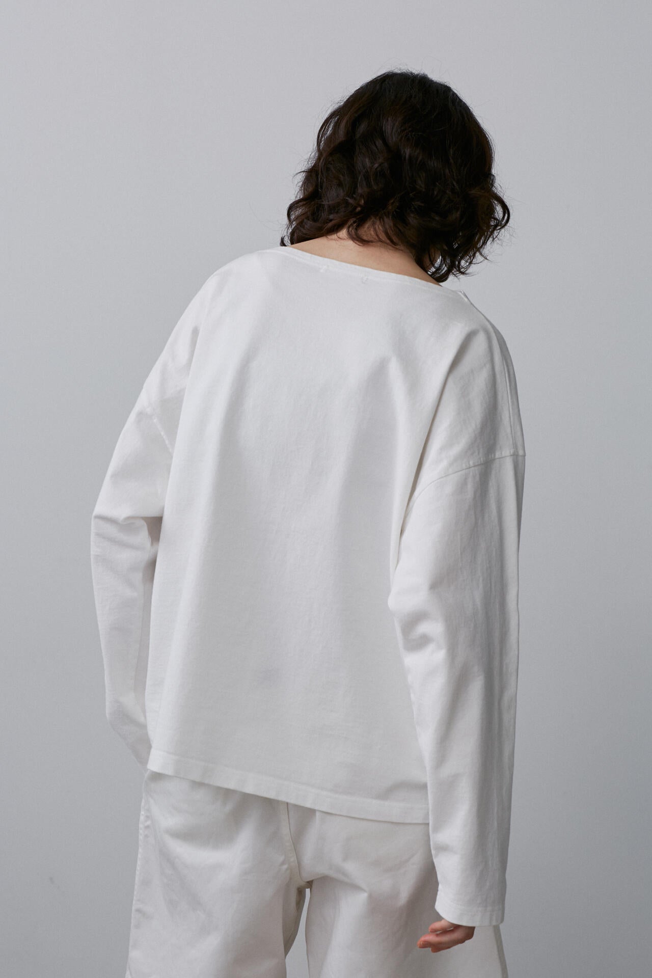 Y / ORGANIC COTTON JERSEY BOAT NECK PULL OVER