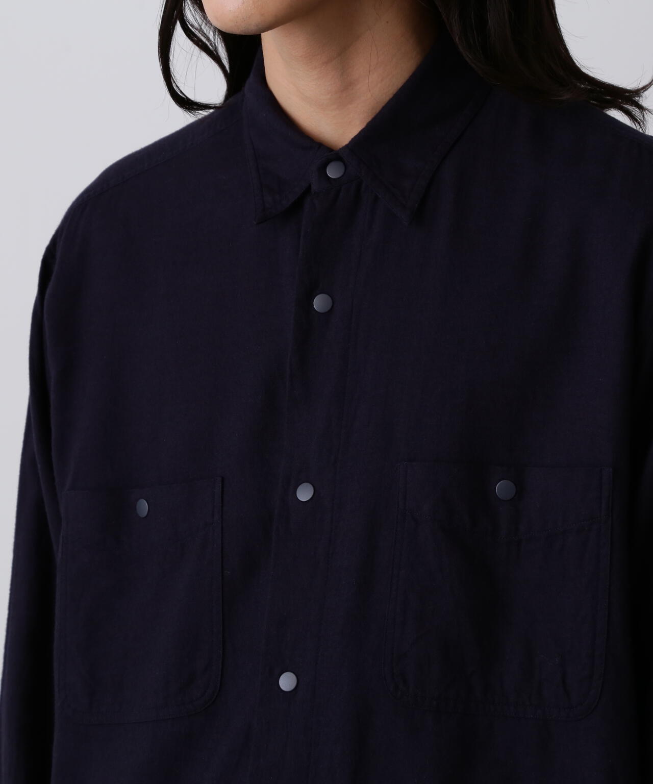 Y / BRUSHED ORGANIC COTTON TENCEL SNAP SHIRT | YLÈVE（イレーヴ