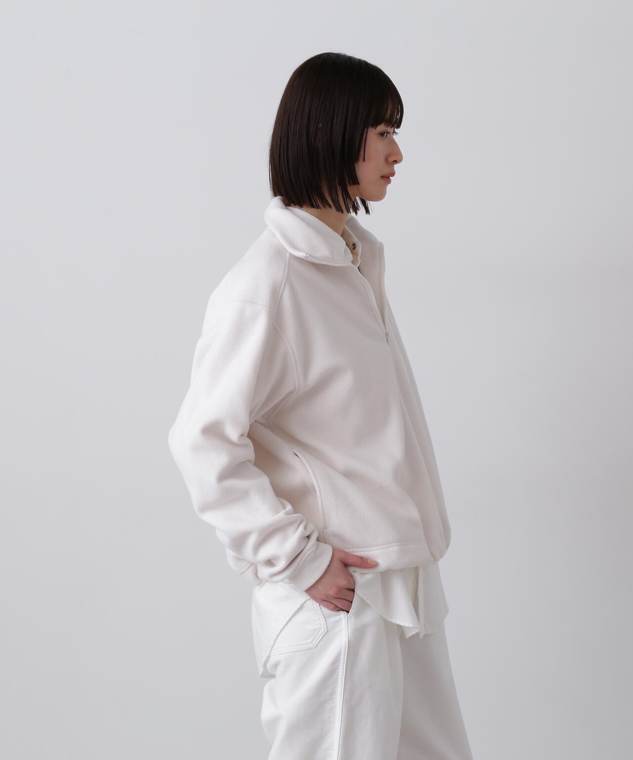 Y / RECYCLE POLYESTER FLEECE HALF ZIP PULL OVER | YLÈVE（イレーヴ
