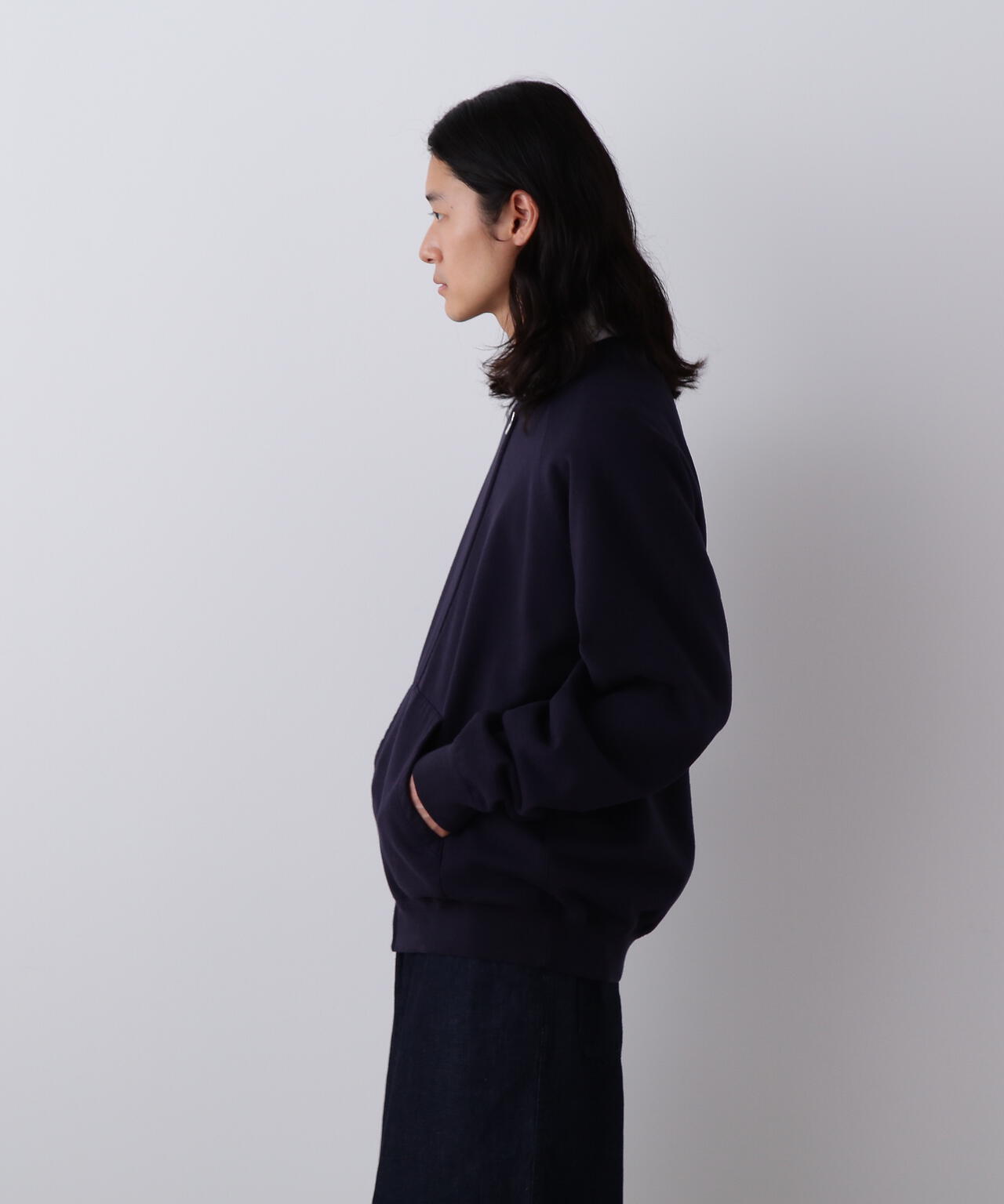 【Aya】Heve クラウドブルゾン ネイビー Y / ORGANIC COTTON HEAVY WEIGHT FLEECE ZIP UP BLOUSON | YLÈVE