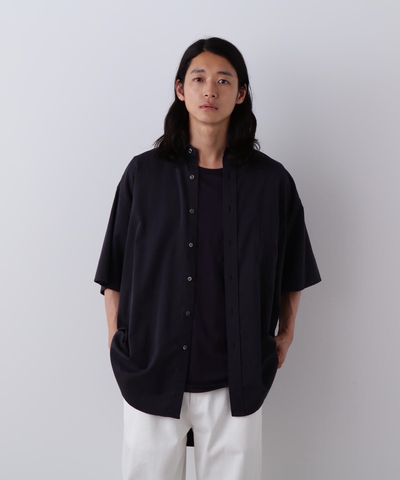 Y / ORGANIC COTTON WASHER SATIN SHORT SLEEVE SHIRT | YLÈVE