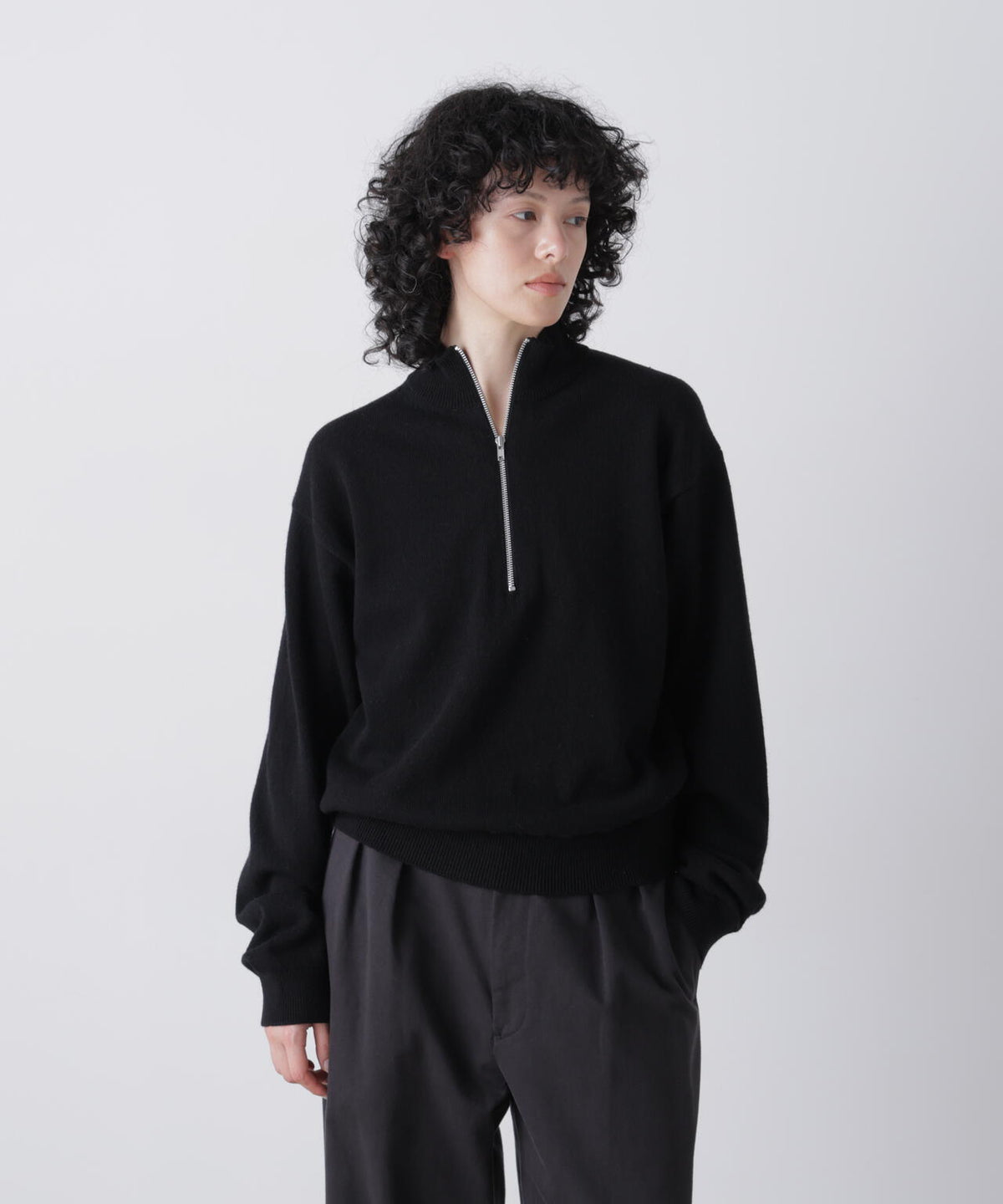 Ｙ /  [UNISEX] NONMULESING WOOL HALF ZIP KNIT PULLOVER