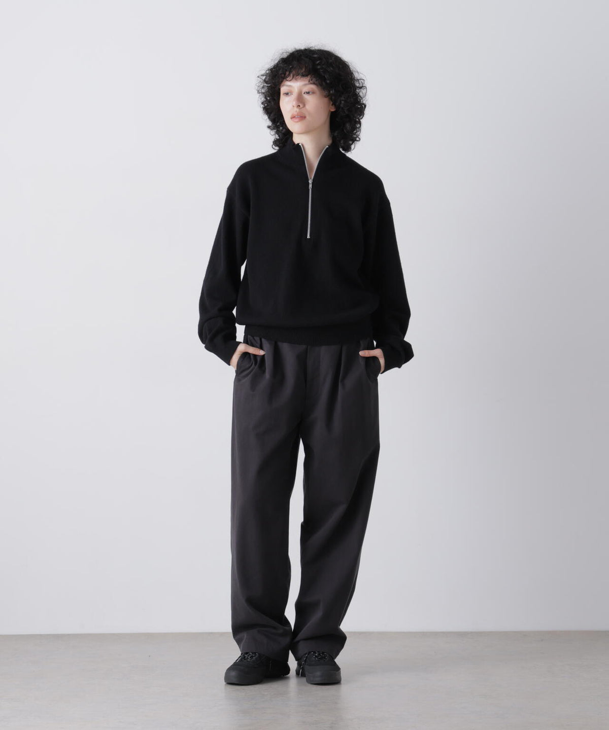 Ｙ /  [UNISEX] NONMULESING WOOL HALF ZIP KNIT PULLOVER