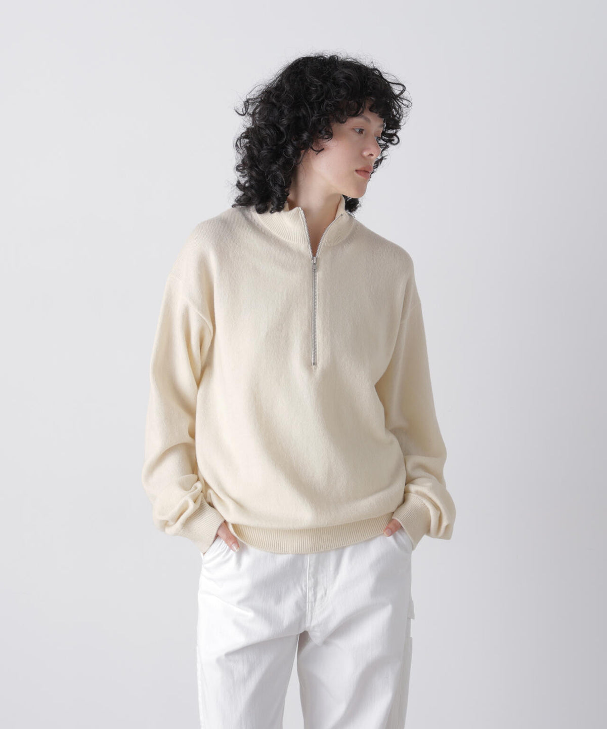 Ｙ /  [UNISEX] NONMULESING WOOL HALF ZIP KNIT PULLOVER