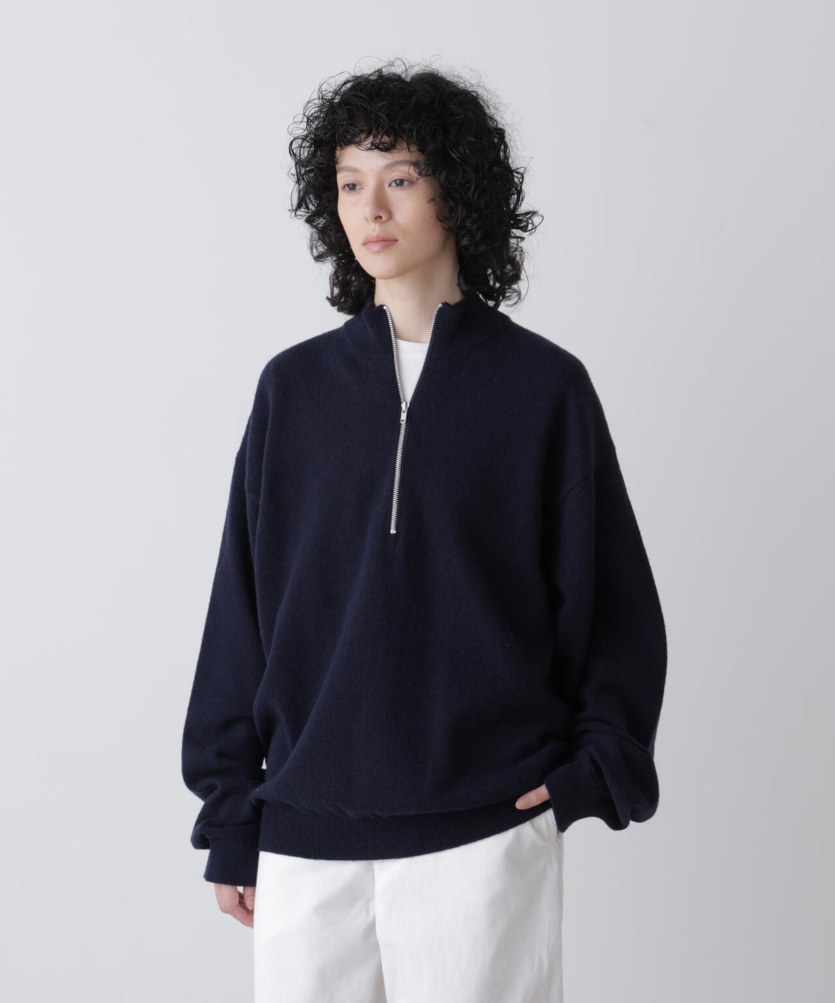 Ｙ /  [UNISEX] NONMULESING WOOL HALF ZIP KNIT PULLOVER