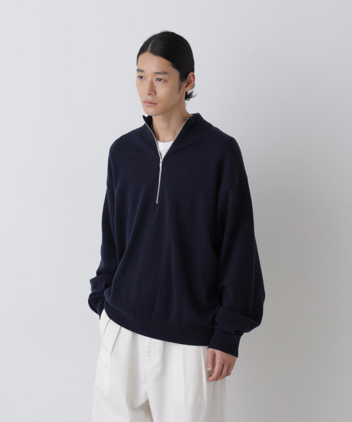 Ｙ /  [UNISEX] NONMULESING WOOL HALF ZIP KNIT PULLOVER