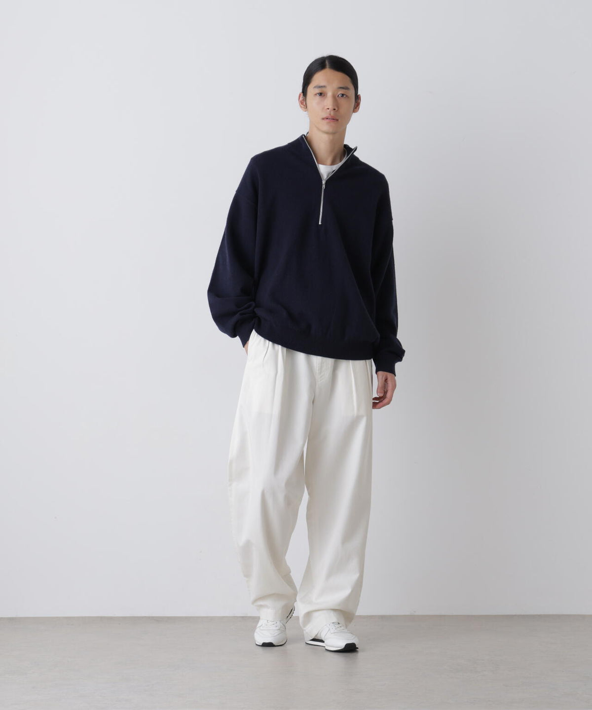 Ｙ /  [UNISEX] NONMULESING WOOL HALF ZIP KNIT PULLOVER