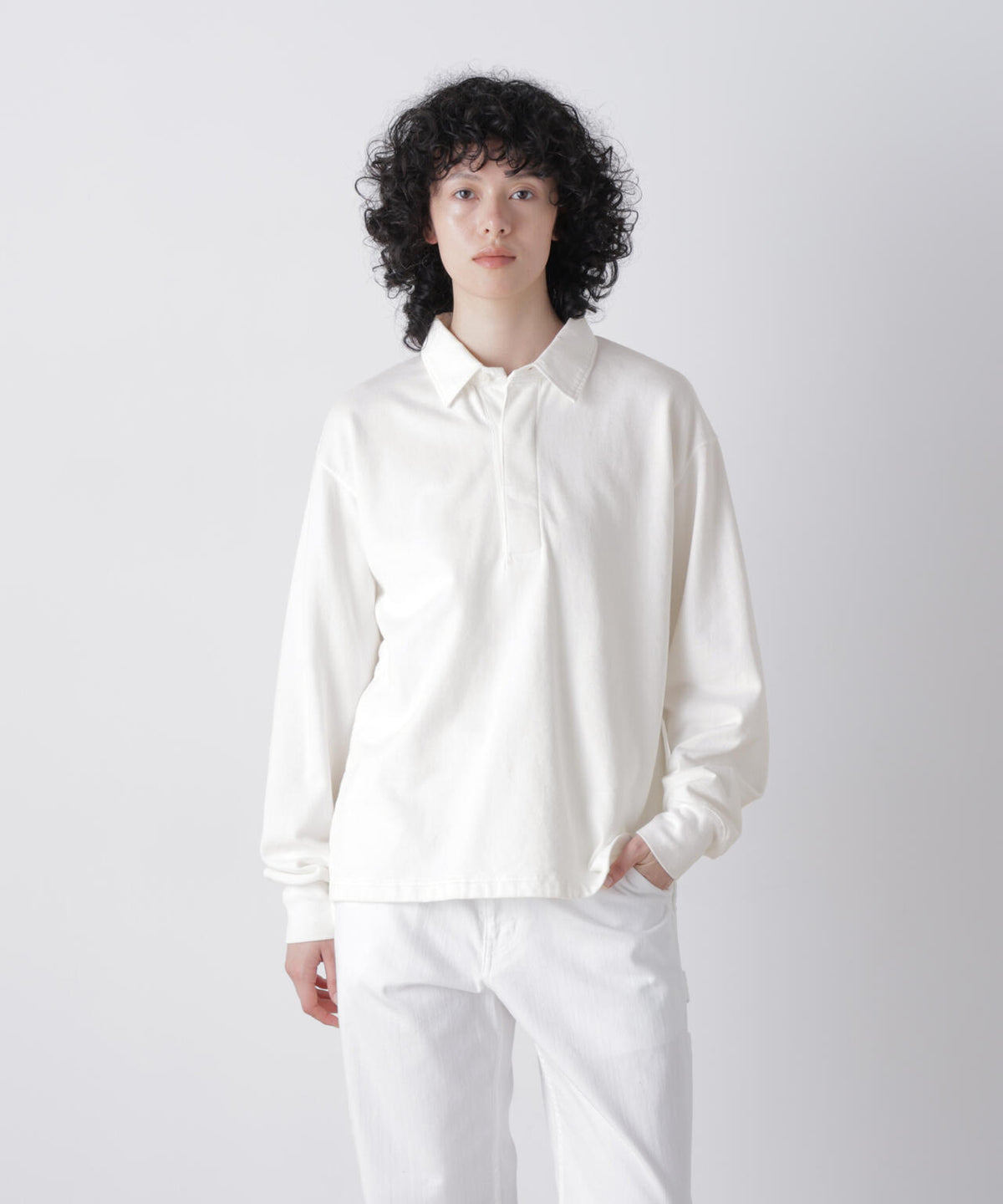 Ｙ /  [UNISEX] ORGANIC COTTON BLEND LIGHT WEIGHT FLEECE RUGBY SHIRT