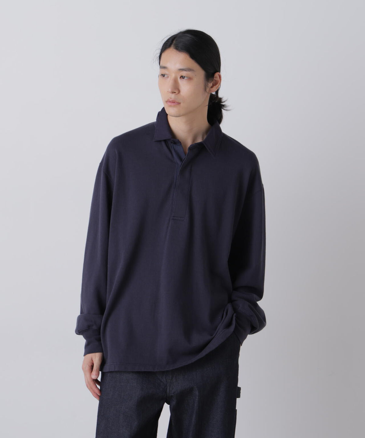Ｙ /  [UNISEX] ORGANIC COTTON BLEND LIGHT WEIGHT FLEECE RUGBY SHIRT