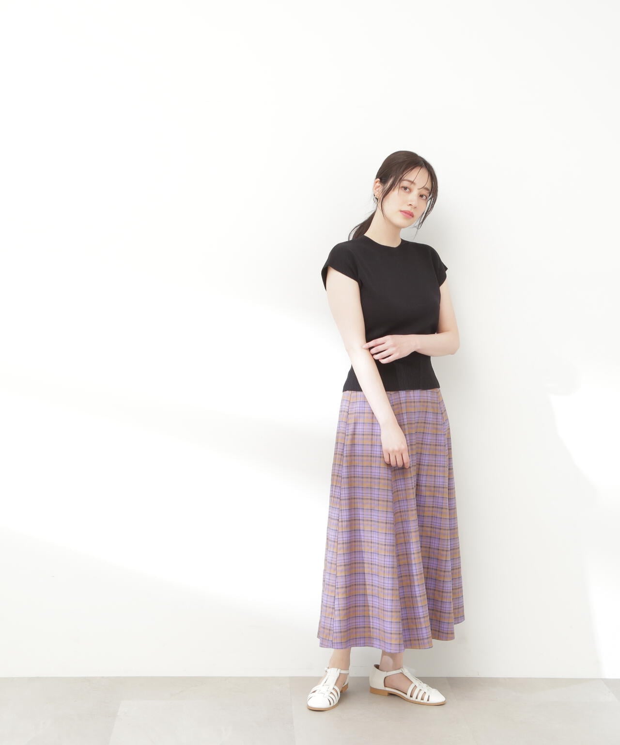 チェックAラインボリュームスカート