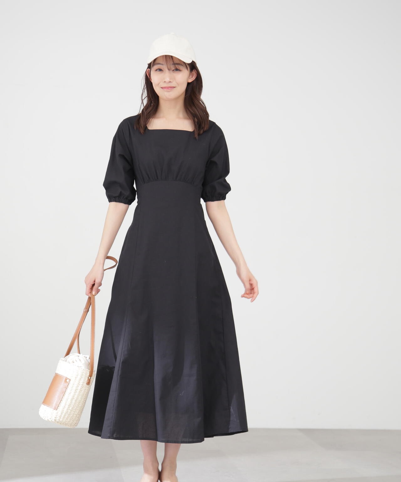 麻調ドロストバックワンピース《S Size Line》