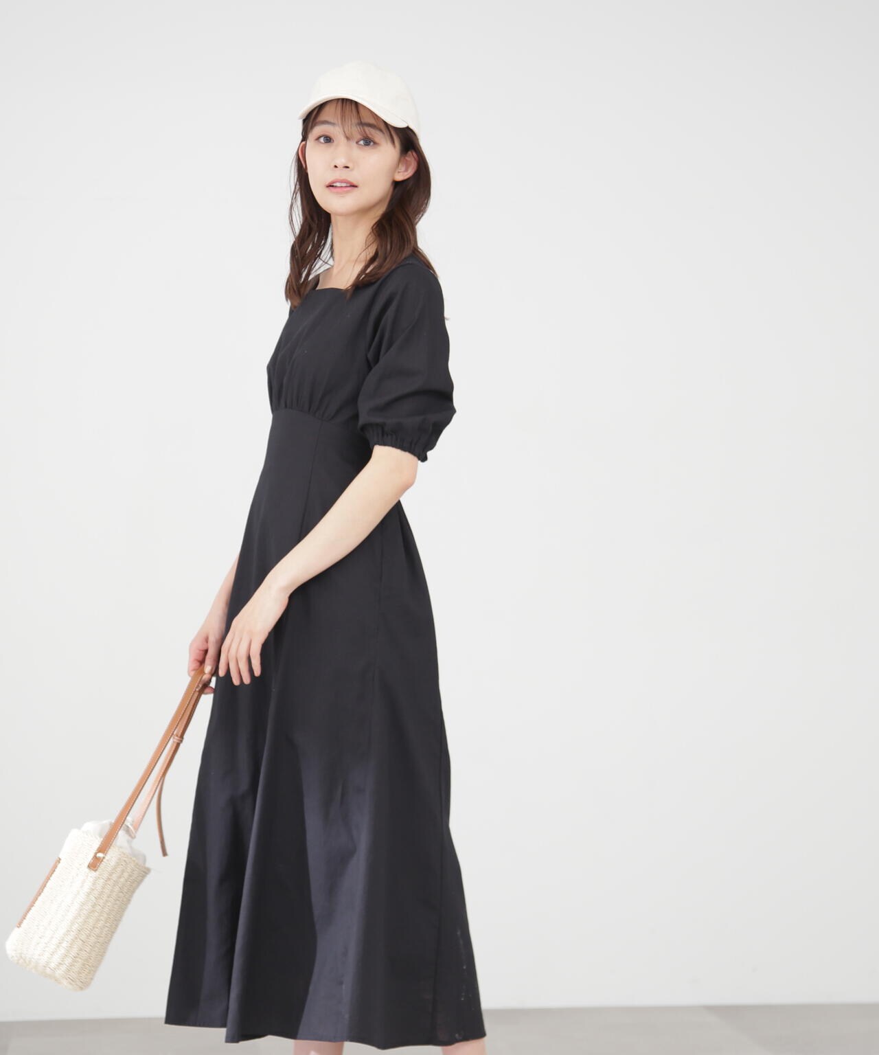 麻調ドロストバックワンピース《S Size Line》
