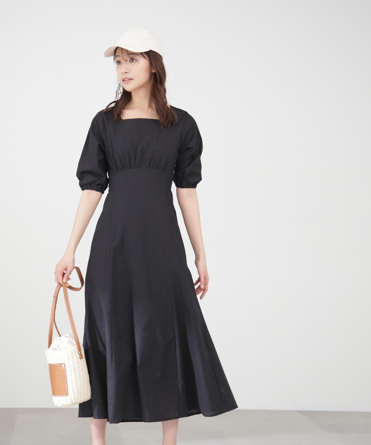 麻調ドロストバックワンピース《S Size Line》