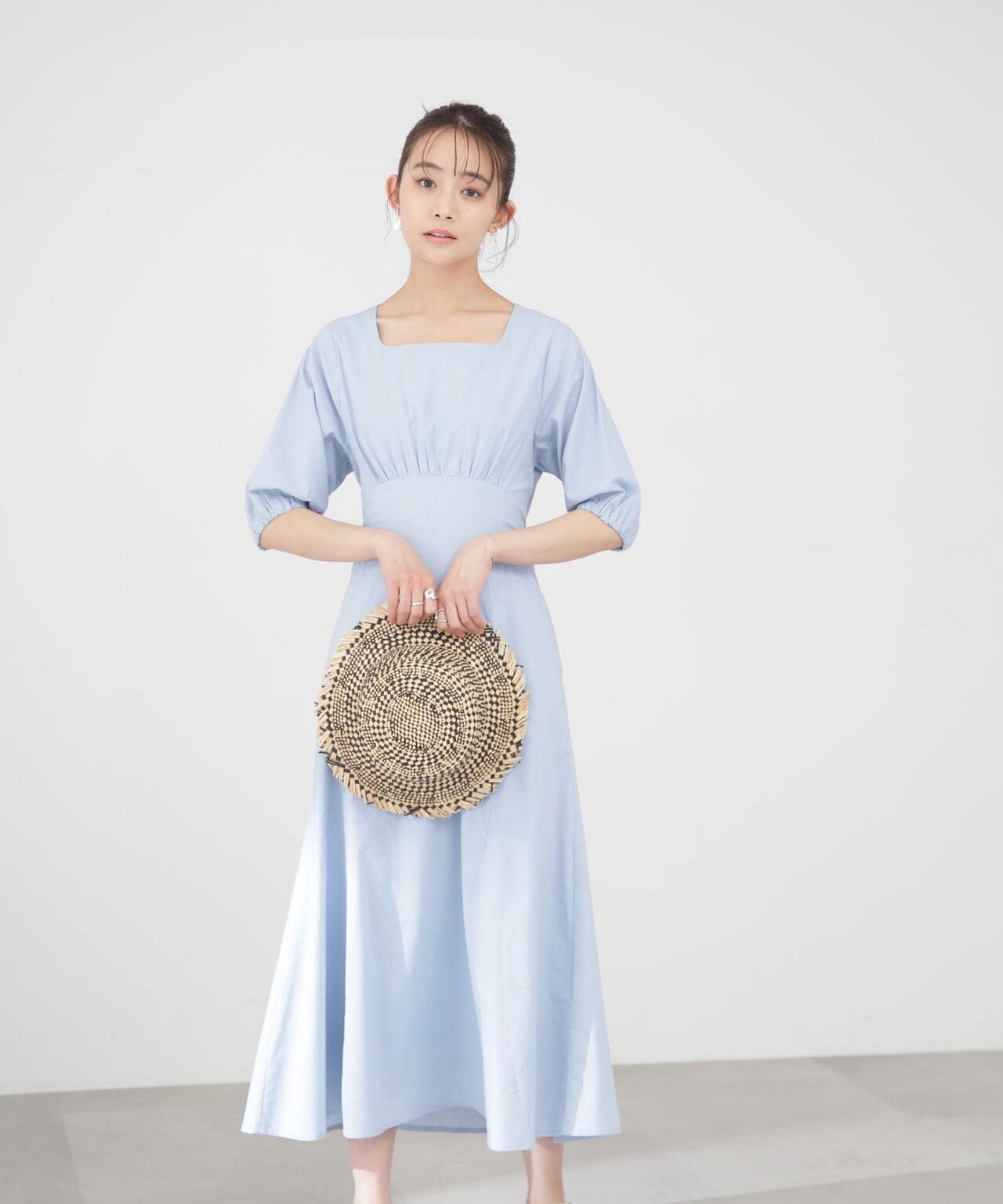 麻調ドロストバックワンピース《S Size Line》