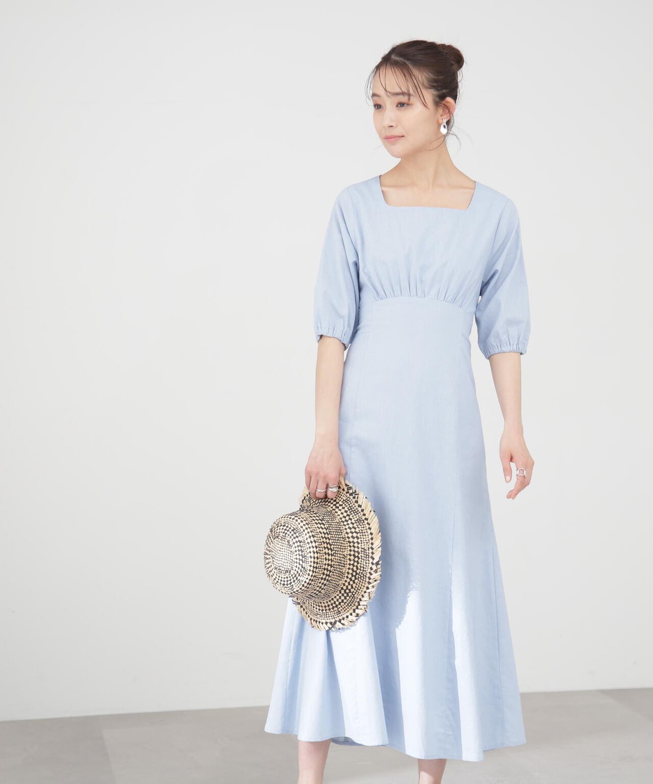 麻調ドロストバックワンピース《S Size Line》