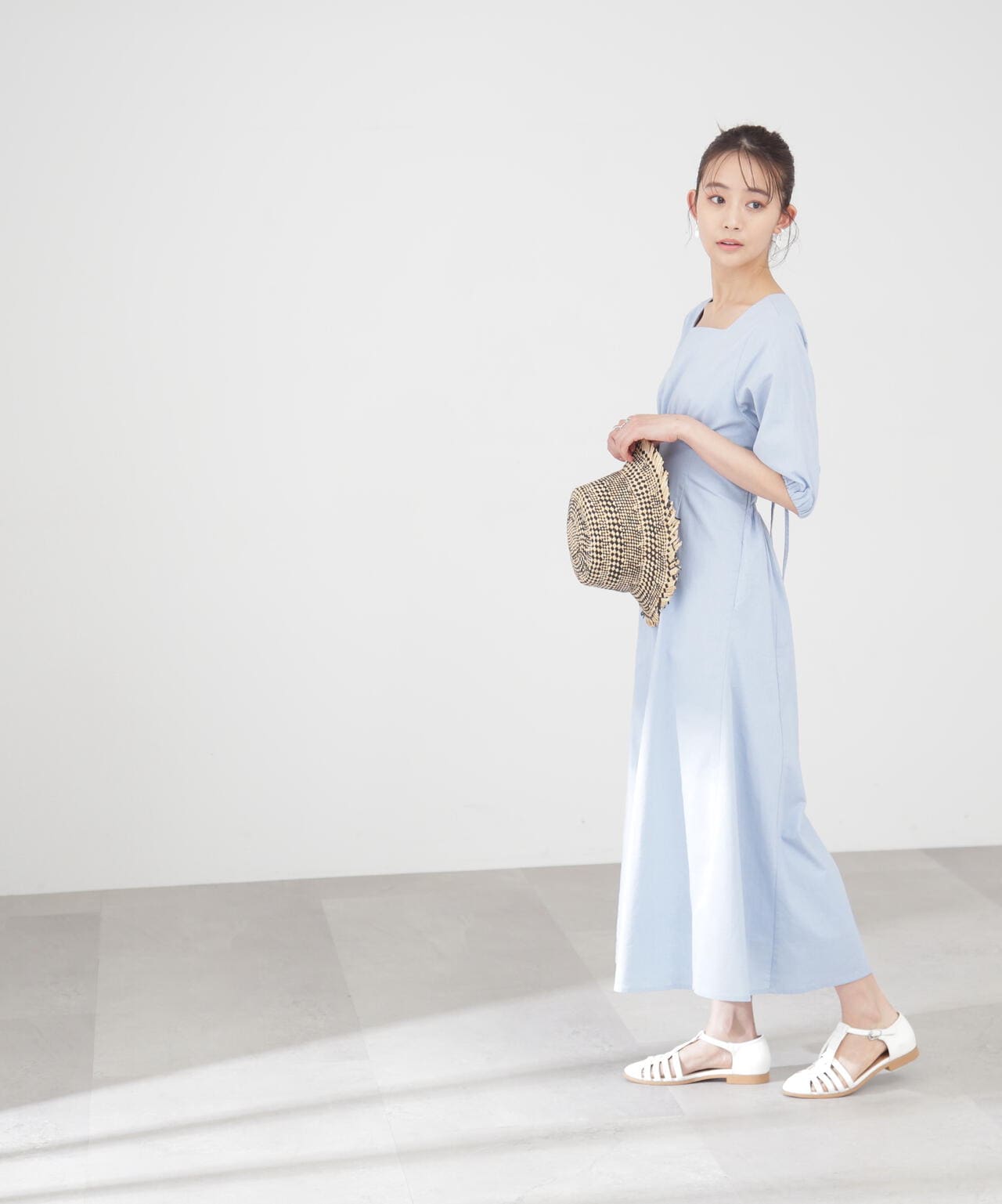麻調ドロストバックワンピース《S Size Line》