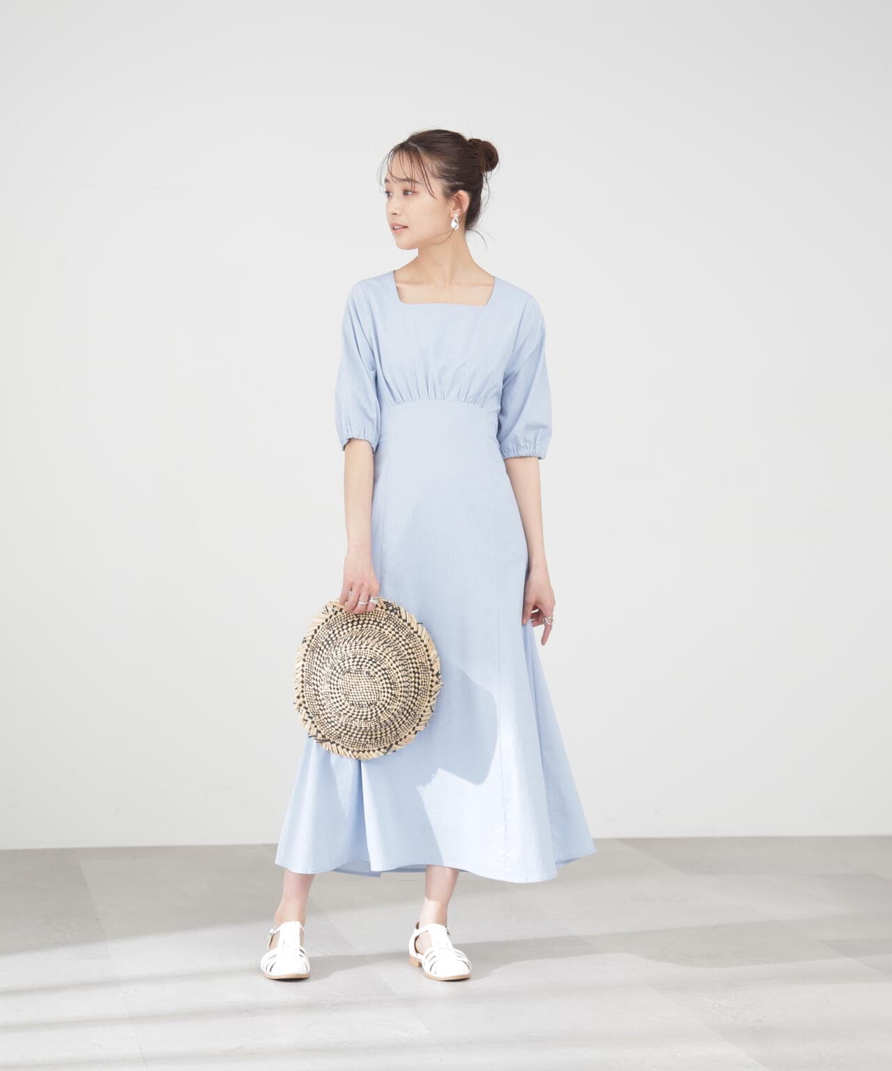 麻調ドロストバックワンピース《S Size Line》
