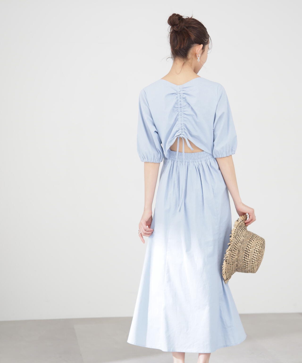 麻調ドロストバックワンピース《S Size Line》