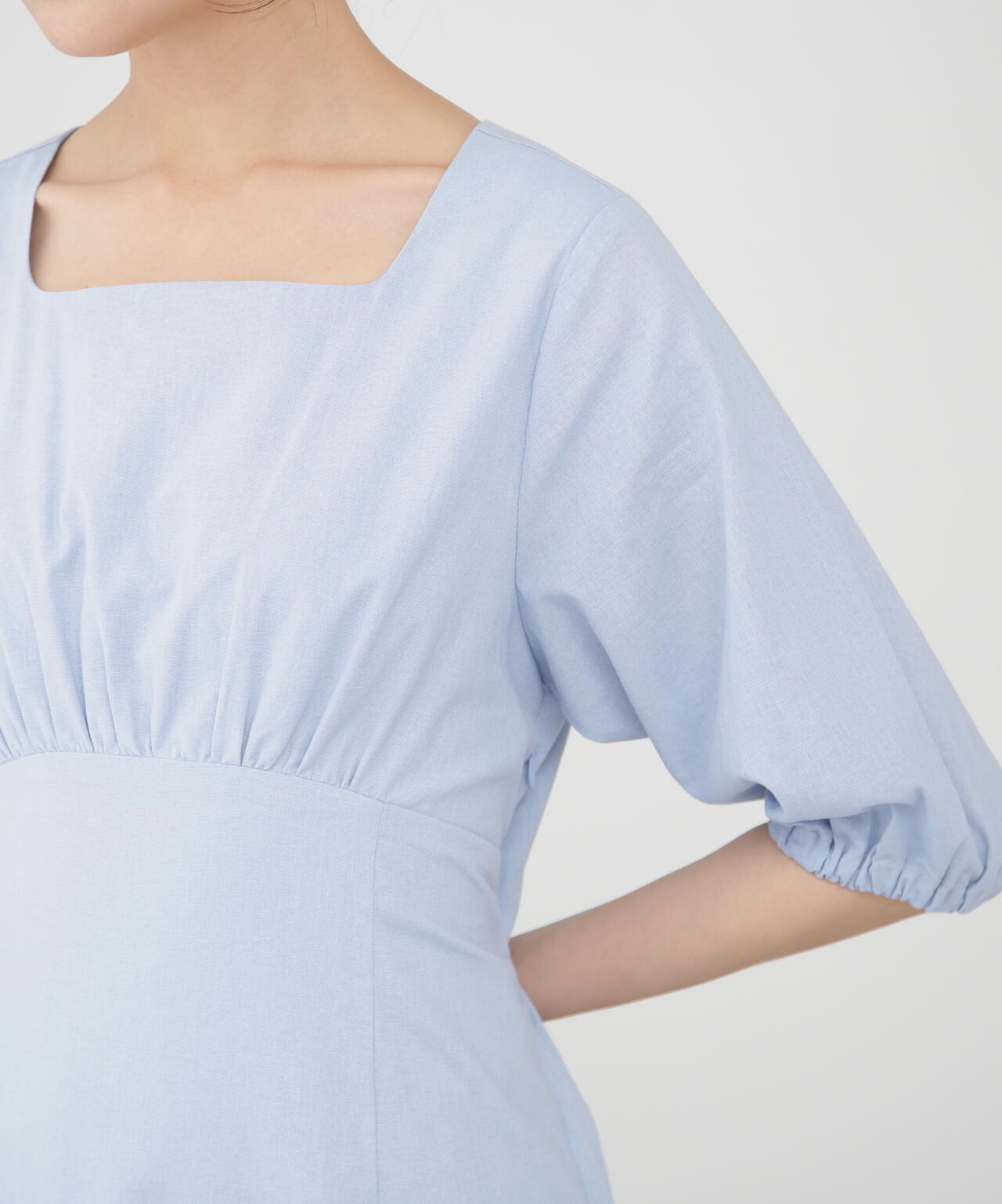 麻調ドロストバックワンピース《S Size Line》