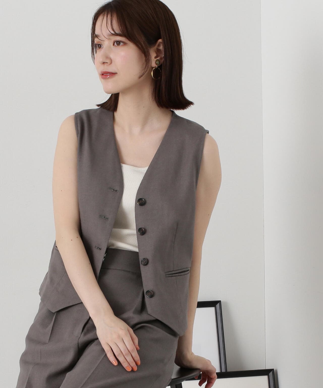 セットアップ対応】麻混ベスト | N. Natural Beauty Basic*（エヌ