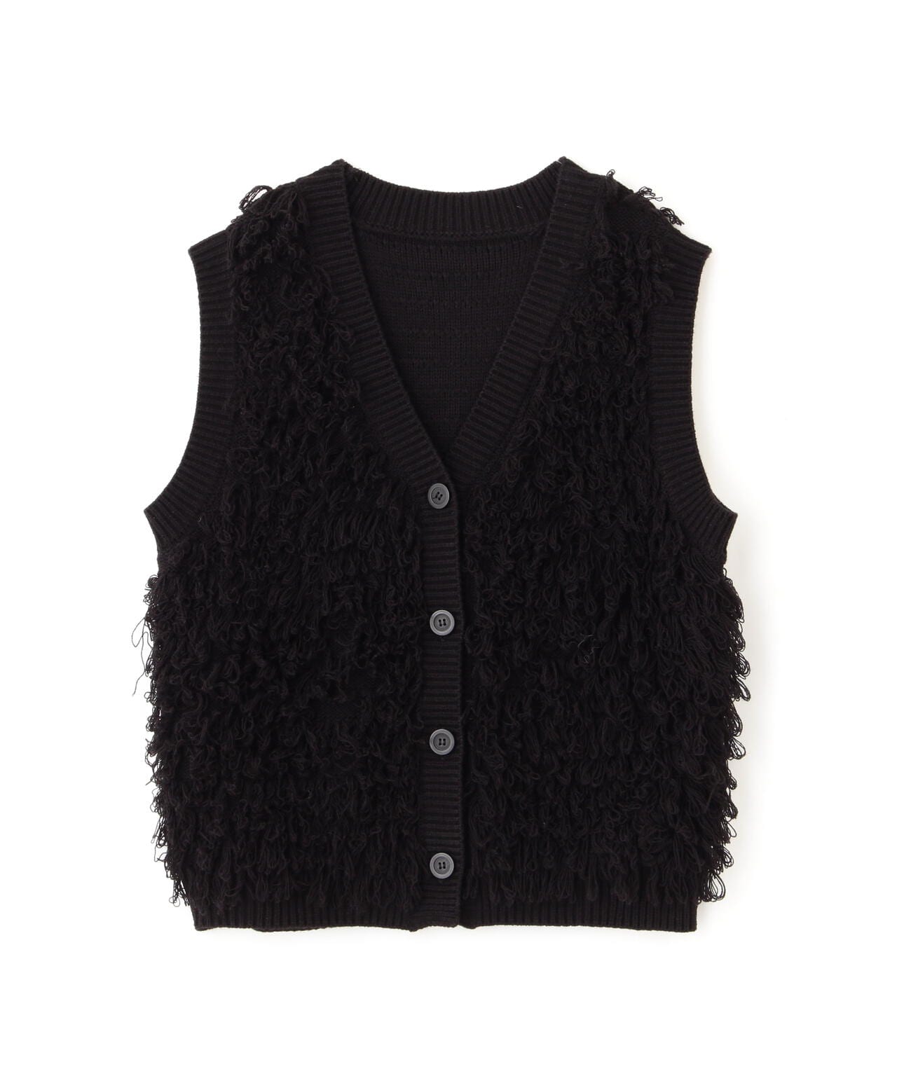 PULS OTO.HA プラス オトハ フリンジデザイン 黒 ニットベスト PLUS OTO.HA | Official fashion online store – plusotoha
