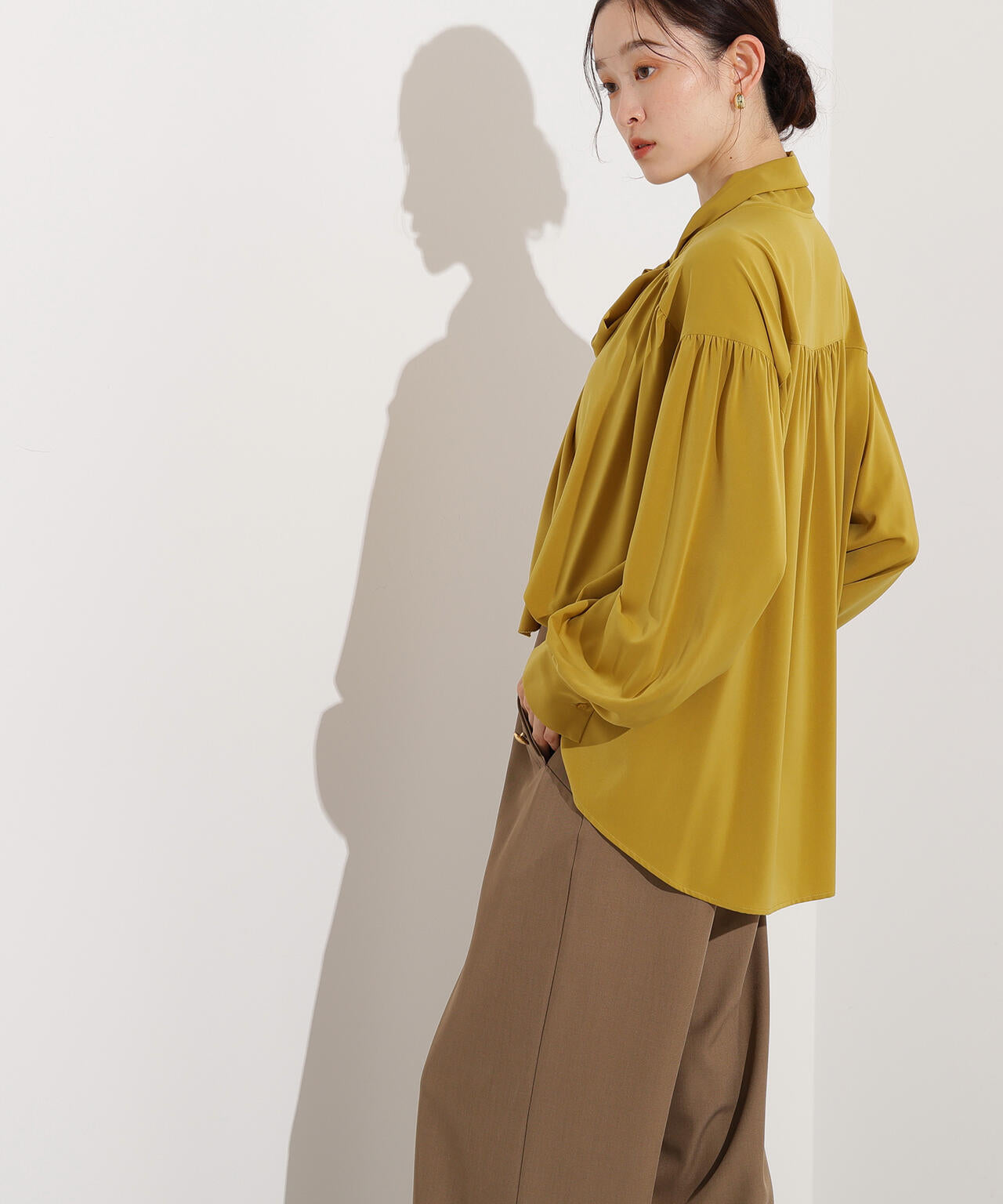 新品未使用　THETOE ポルトパフブラウス　イエローS ヴィンテージサテンボウブラウス | N. Natural Beauty Basic*（エヌ