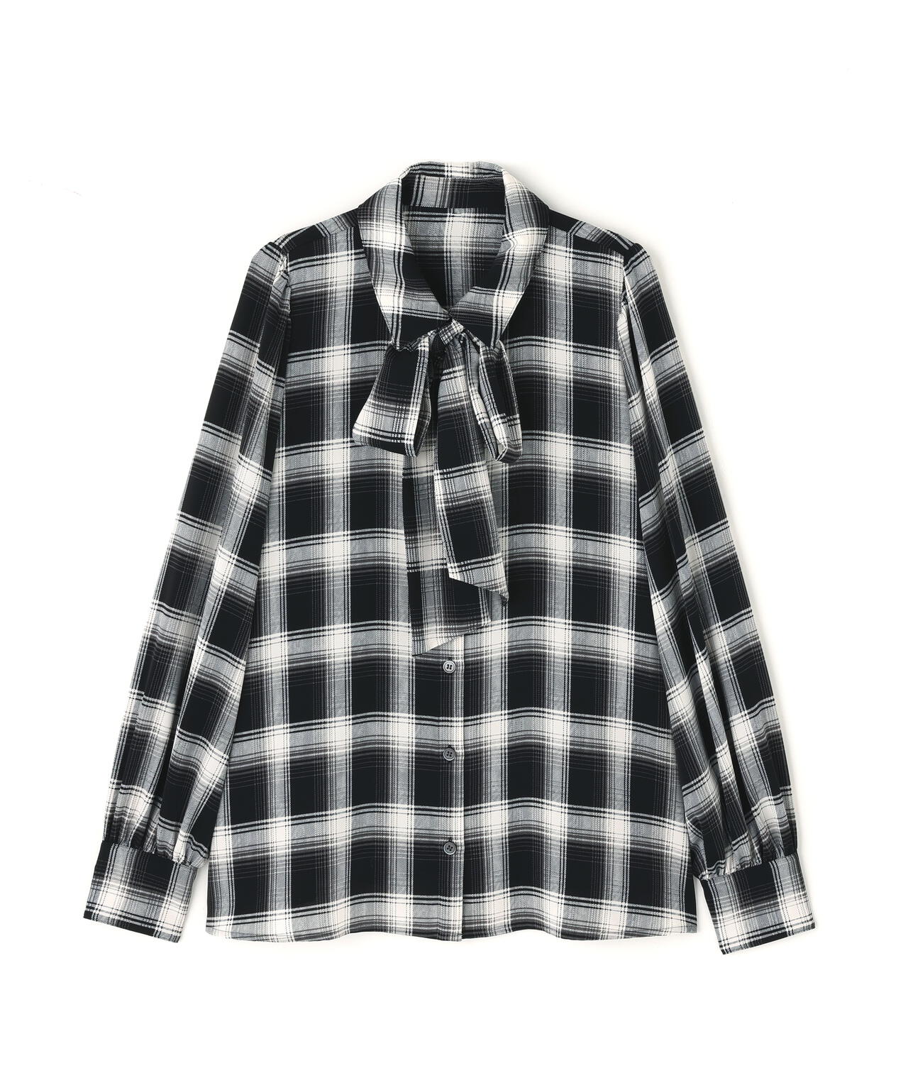 美品　バーバリー　ブラウス ボウタイ　リボン ノバチェック ブラック　44 岸本セシルさん着用】チェックボウタイブラウス | N. Natural Beauty