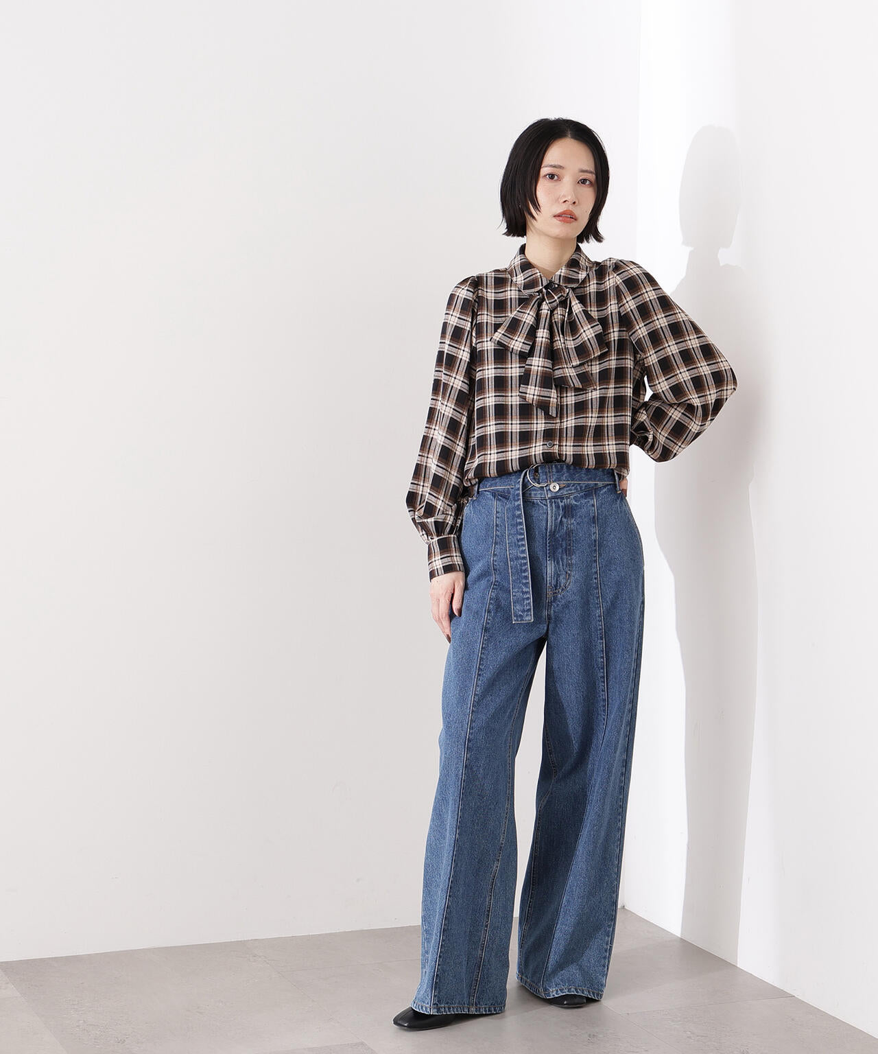 岸本セシルさん着用】チェックボウタイブラウス | N. Natural Beauty